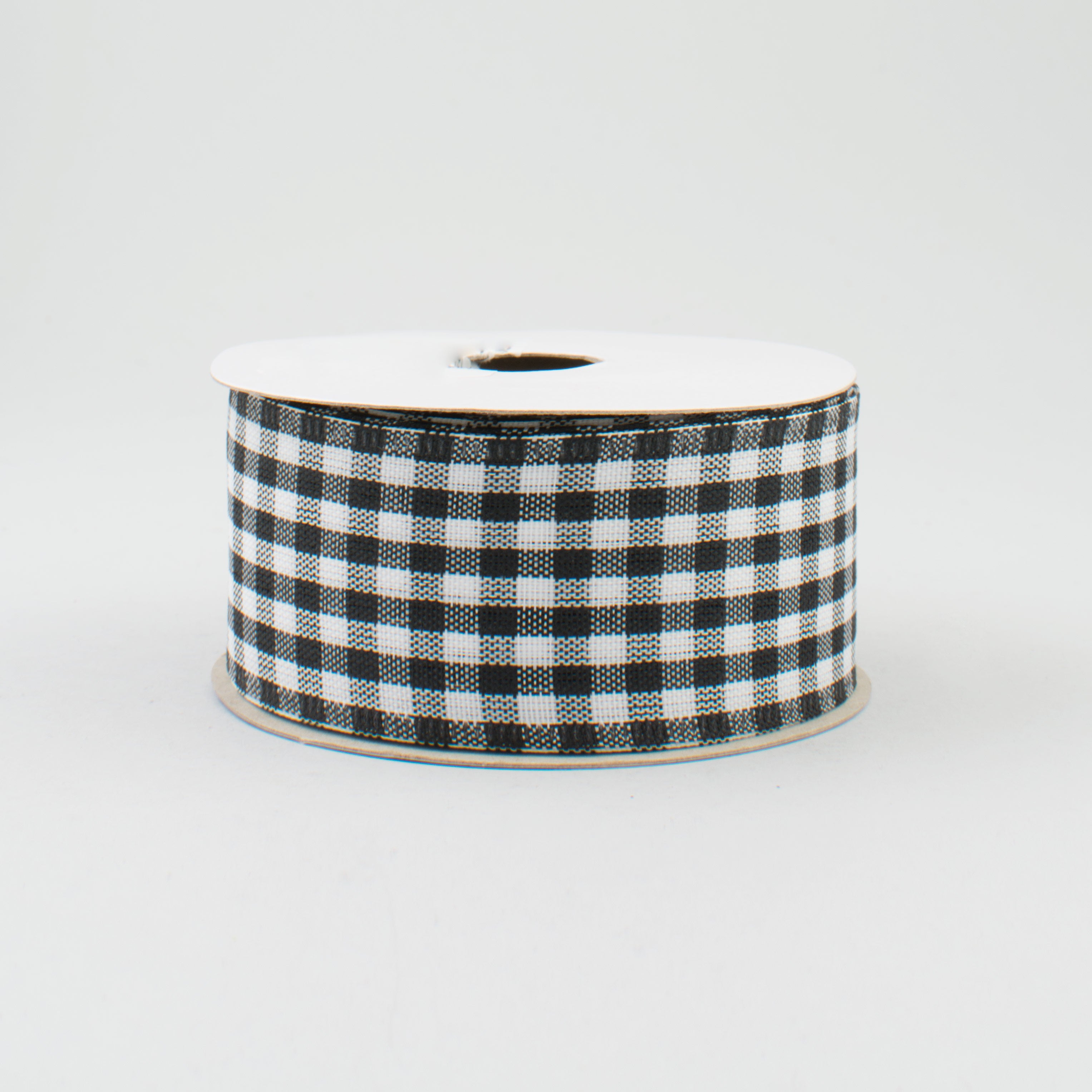 1.5" Gingham Check Wired Ribbon: Black & White (10 Yards)