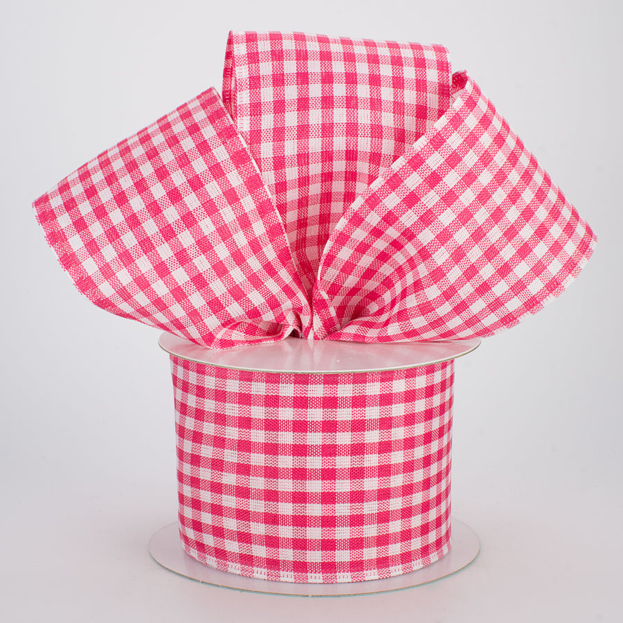 2.5" Gingham Check Wired Ribbon: Dark Pink & White (10 Yards) Lifestyle Photo