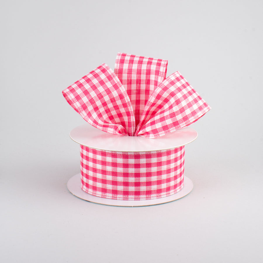1.5" Gingham Check Wired Ribbon: Dark Pink & White (10 Yards) Lifestyle Photo