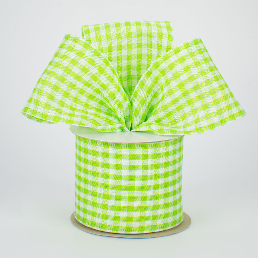 2.5" Gingham Check Wired Ribbon: Fresh Green & White (10 Yards) Lifestyle Photo