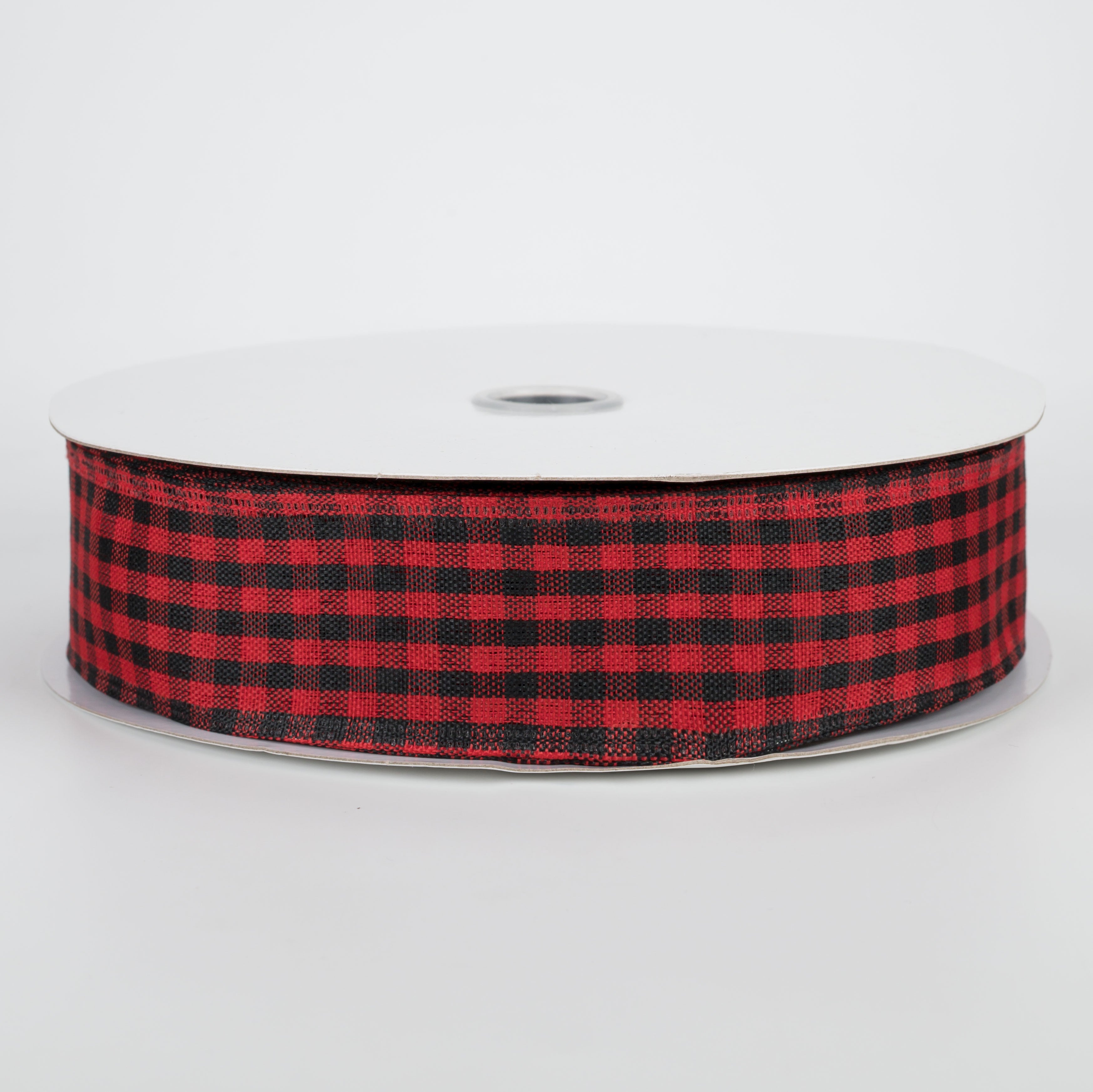 1.5" Gingham Check Wired Ribbon: Red & Black (50 Yards)