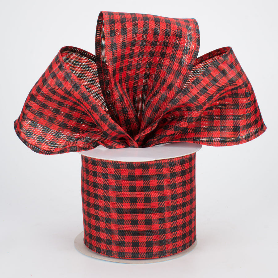 2.5" Gingham Check Wired Ribbon: Red & Black (10 Yards) Lifestyle Photo