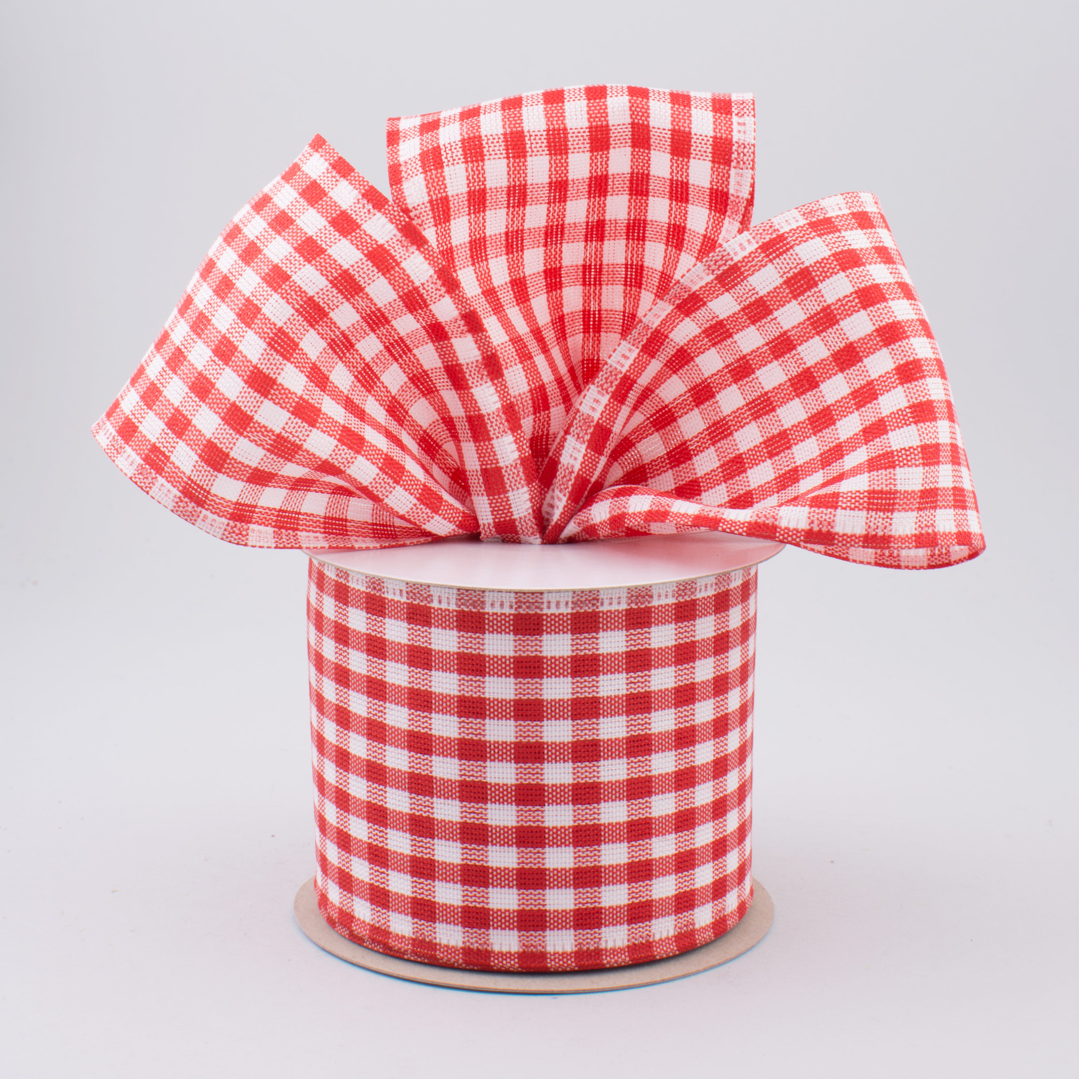 2.5" Gingham Check Wired Ribbon: Red & White (10 Yards) Lifestyle Photo