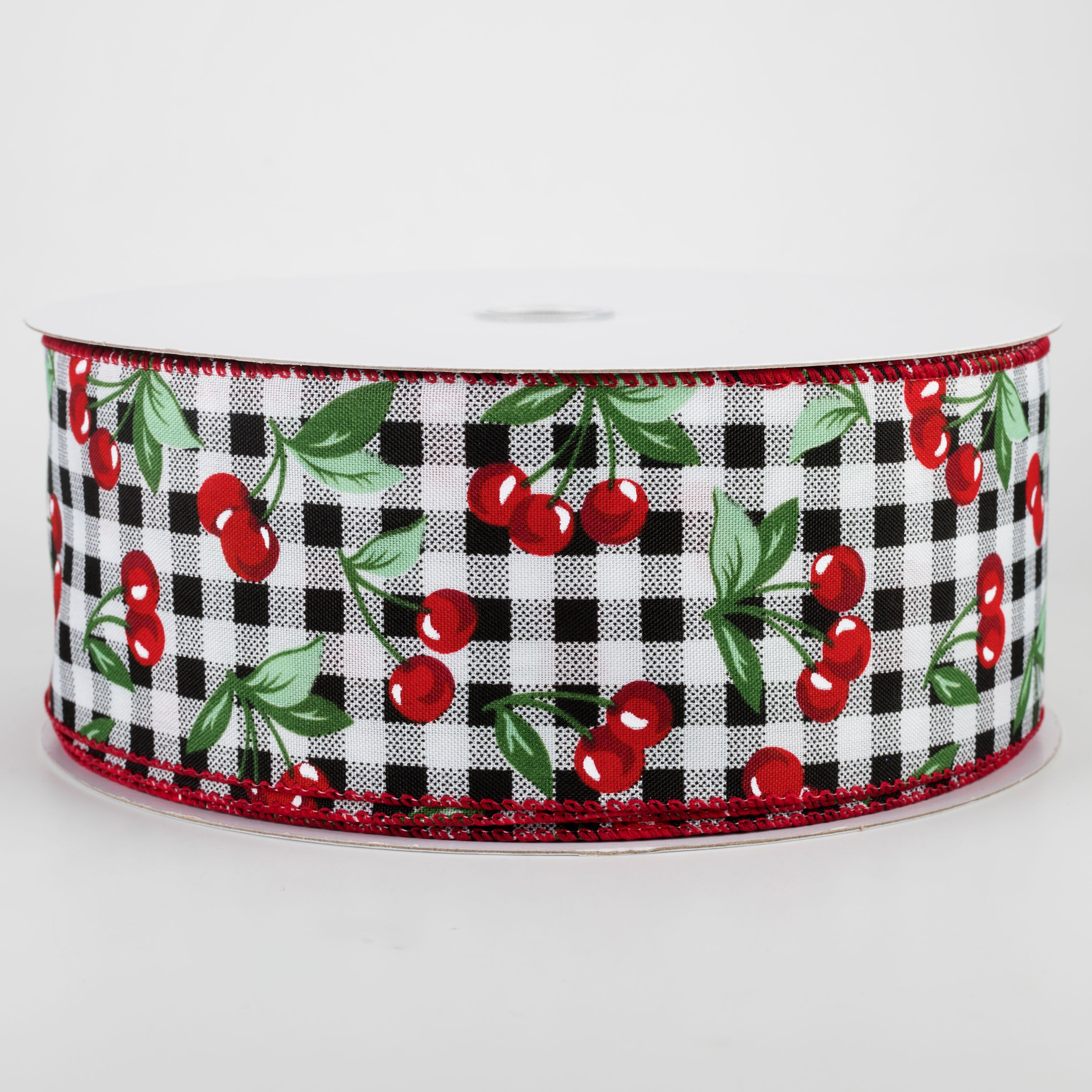 2.5" Gingham Cherries Ribbon (50 Yards) Item Number: 841-40-107
