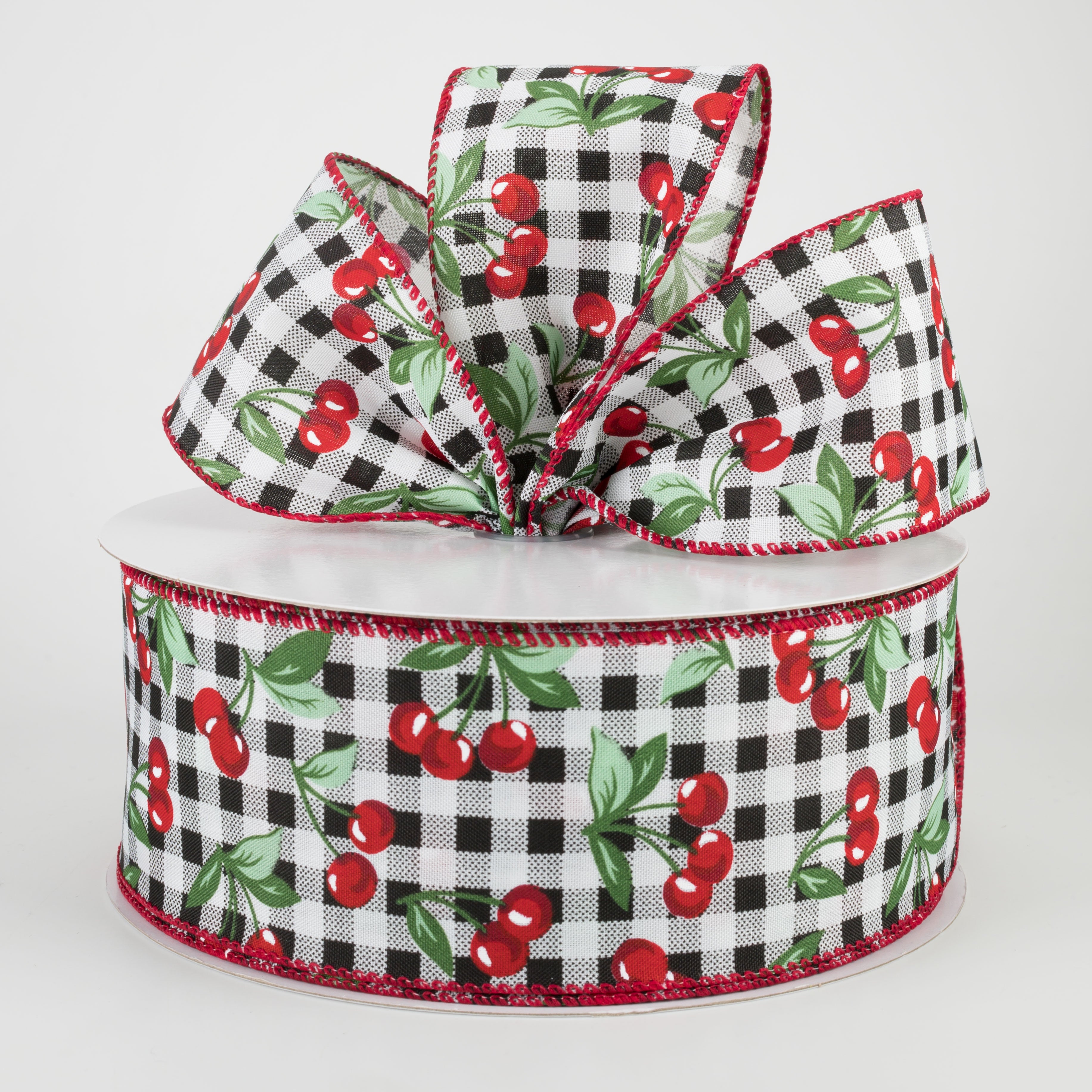 2.5" Gingham Cherries Ribbon (50 Yards) Lifestyle Photo