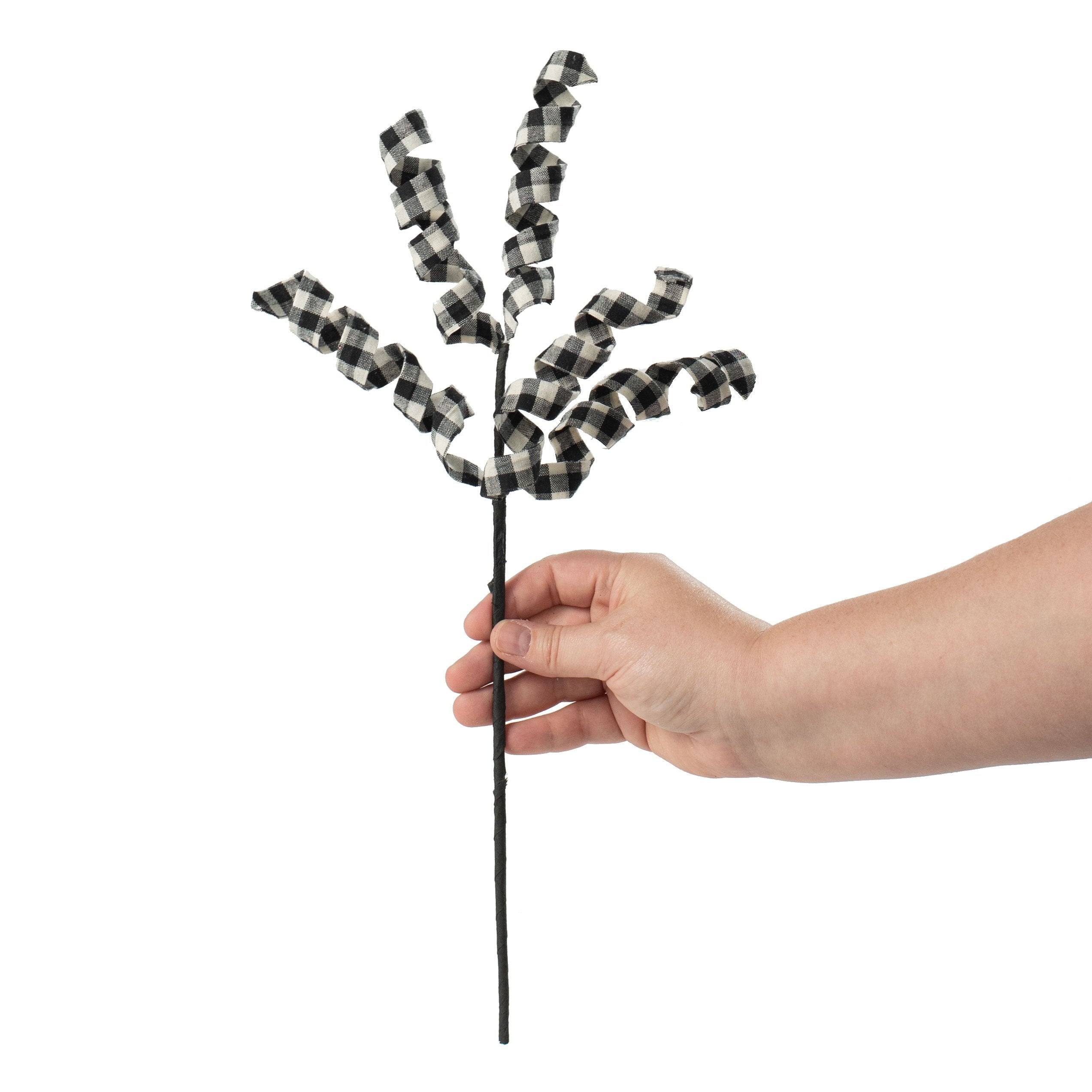 16" Gingham Curly Pick: Black & White Lifestyle Photo