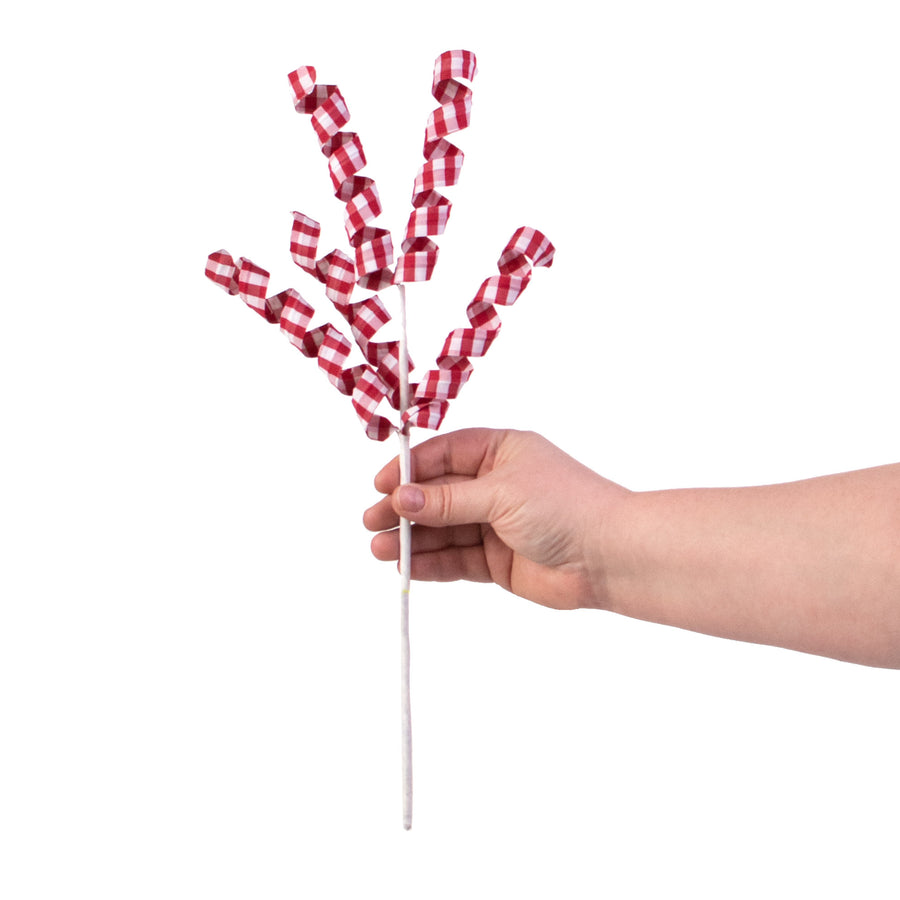 16" Gingham Curly Pick: Red detail photo 3