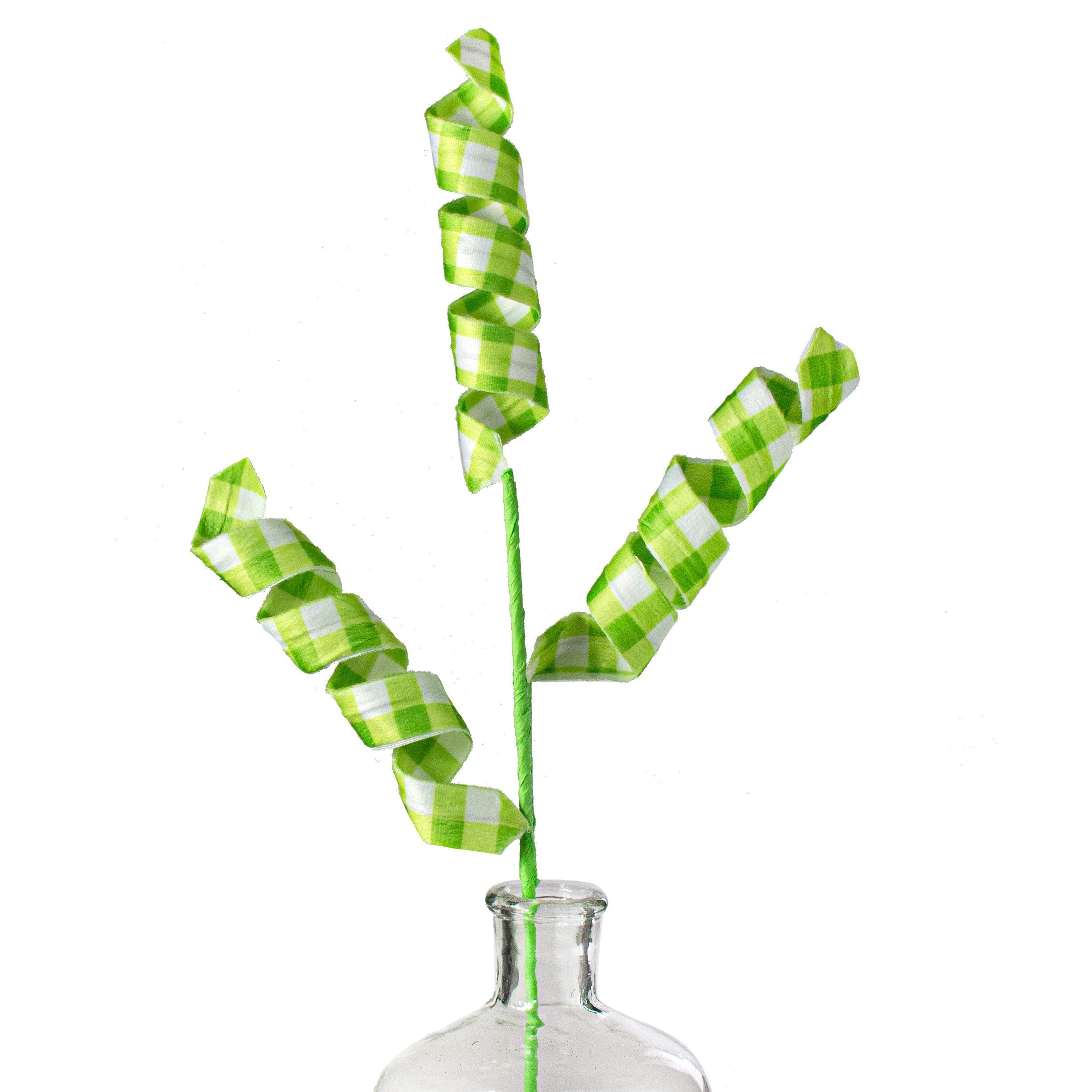24" Gingham Curly Spray: Green Item Number: 63423GN
