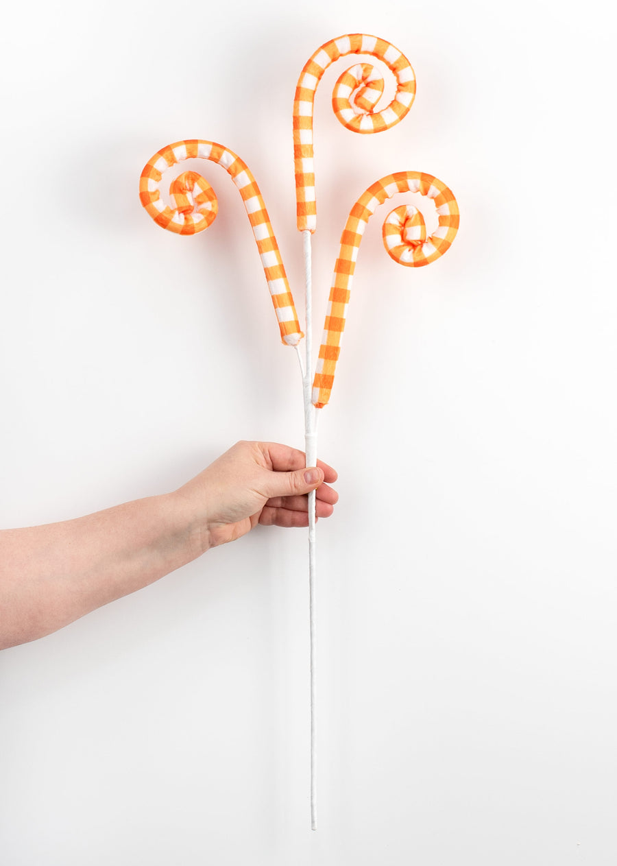 28" Gingham Curly Spray: Orange detail photo 3