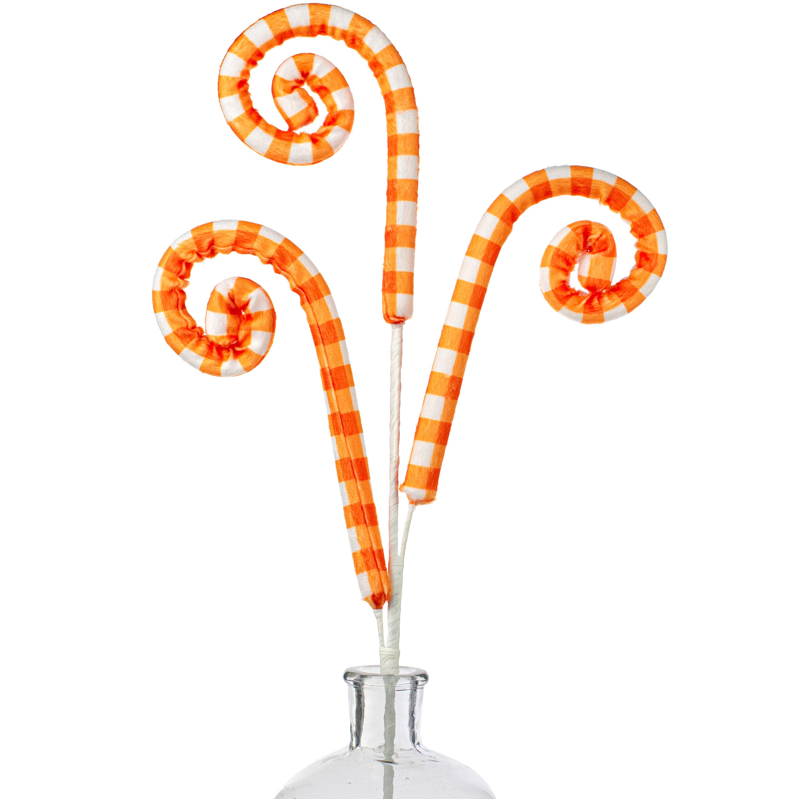 28" Gingham Curly Spray: Orange Item Number: 63424OR
