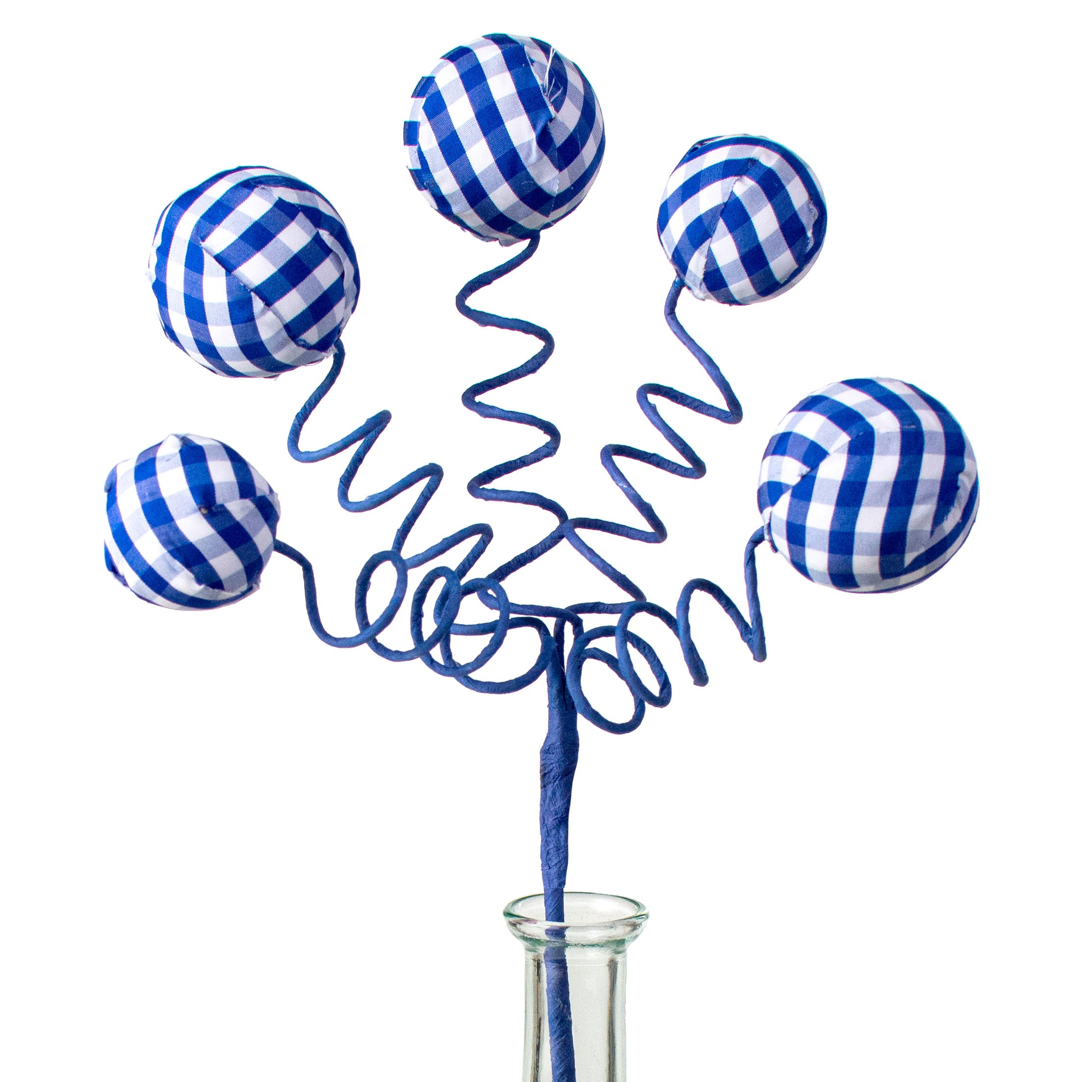 16" Gingham Fabric Ball Pick: Blue Item Number: 74186BL