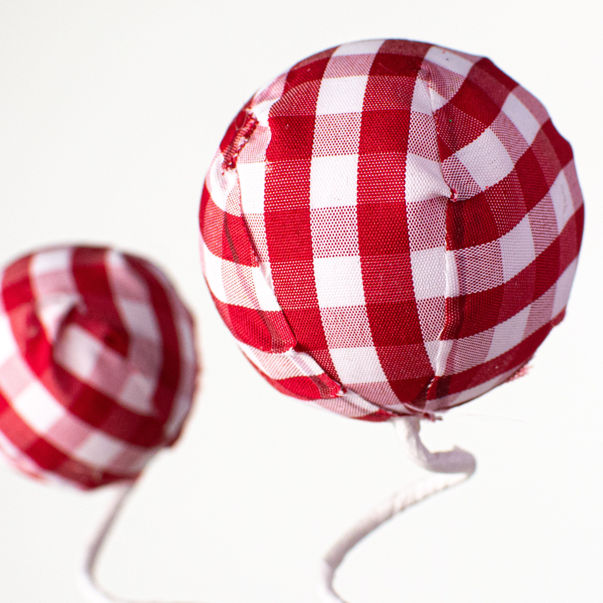 16" Gingham Fabric Ball Pick: Red Lifestyle Photo
