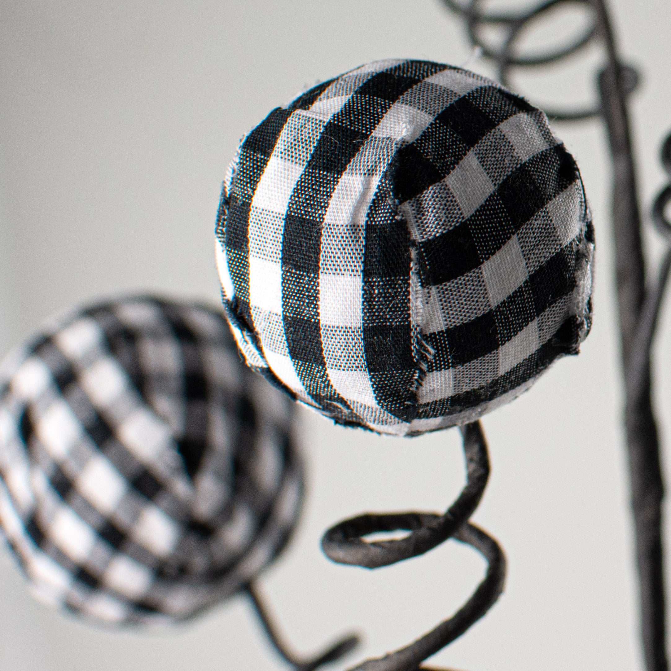 28" Gingham Fabric Ball Spray: Black & White Lifestyle Photo