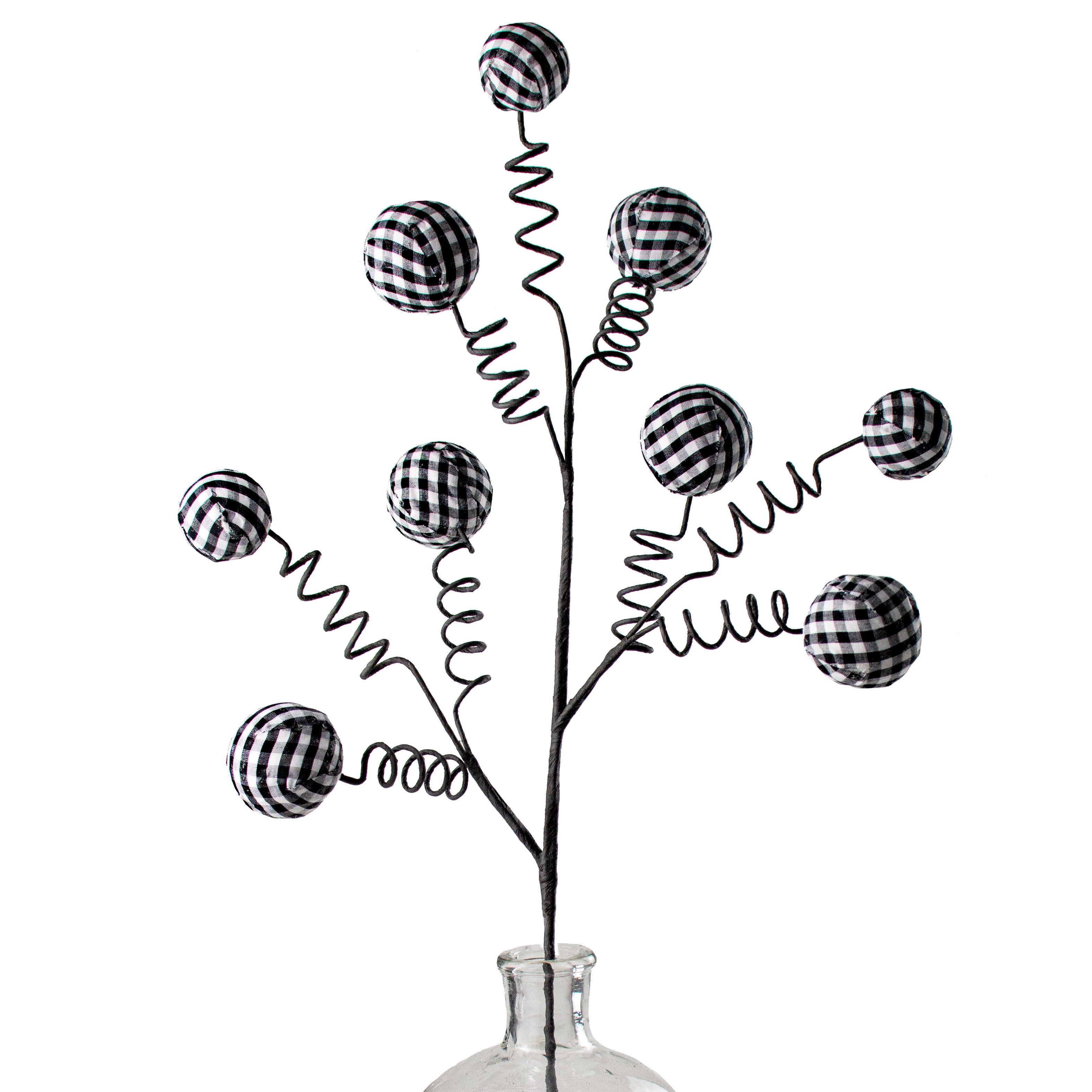 28" Gingham Fabric Ball Spray: Black & White Item Number: 62958BKWT