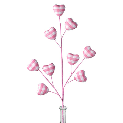 28" Gingham Heart Spray: Pink Item Number: 63080PK