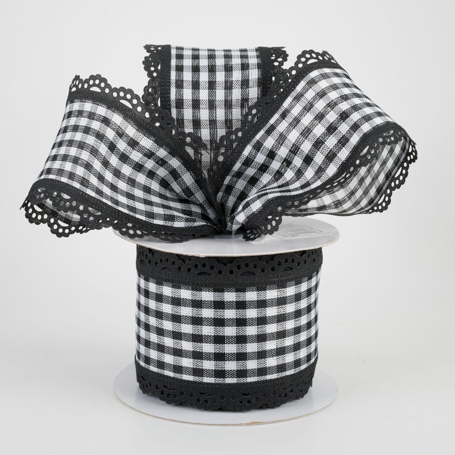2.5" Gingham Scalloped Edge Ribbon: Black & White (10 Yards) Lifestyle Photo