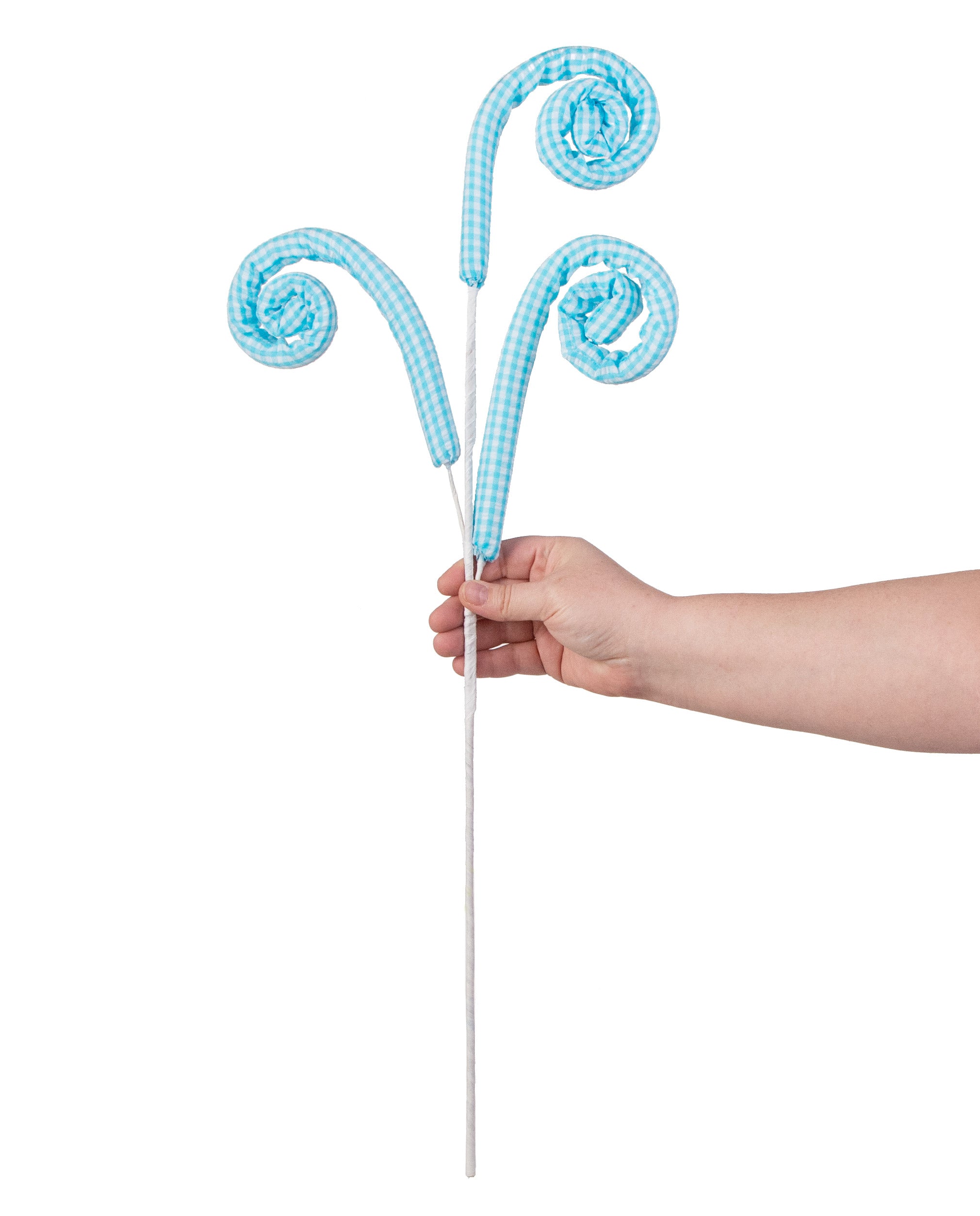 29" Gingham Seersucker Curly Spray: Blue detail photo 3