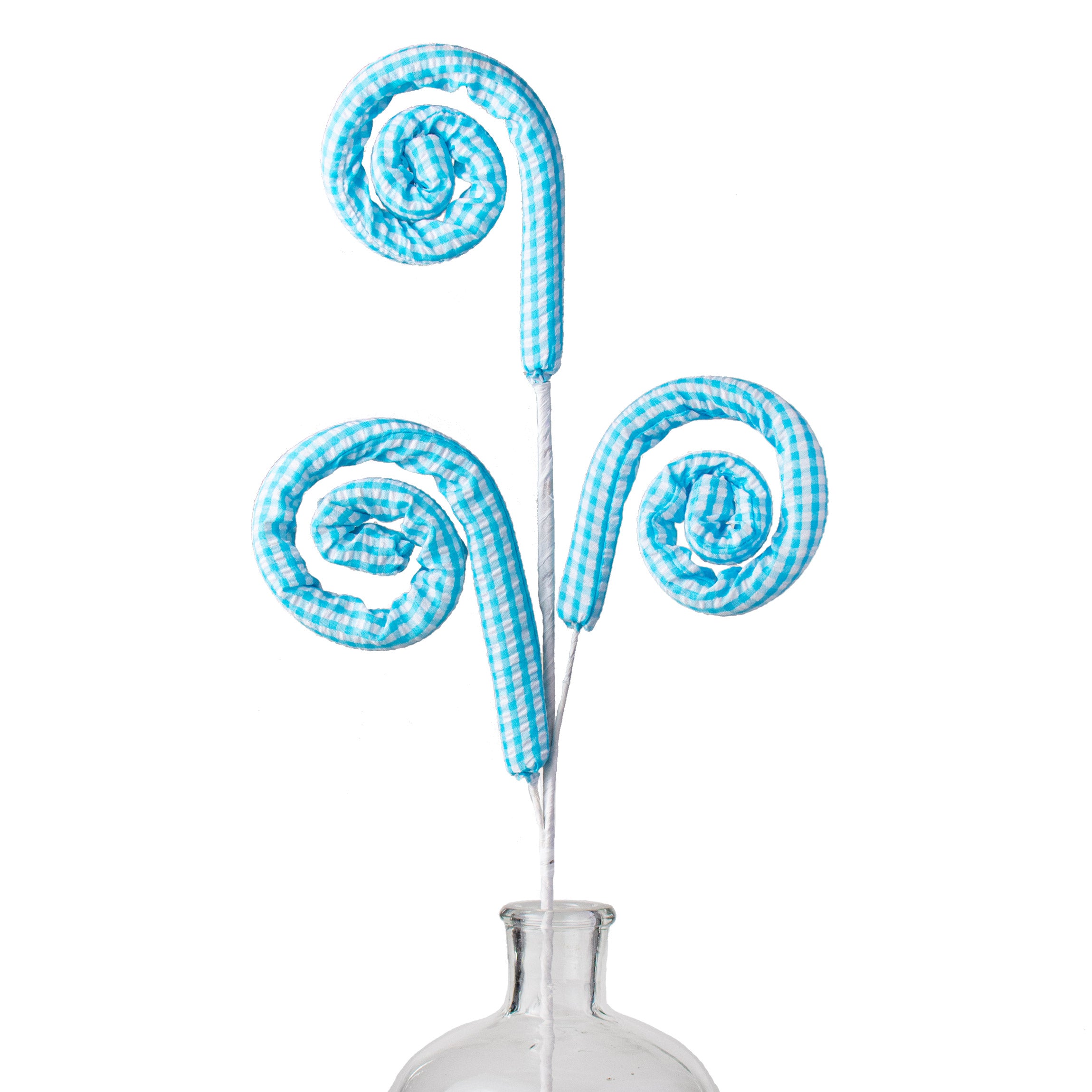 29" Gingham Seersucker Curly Spray: Blue Item Number: 63110BL