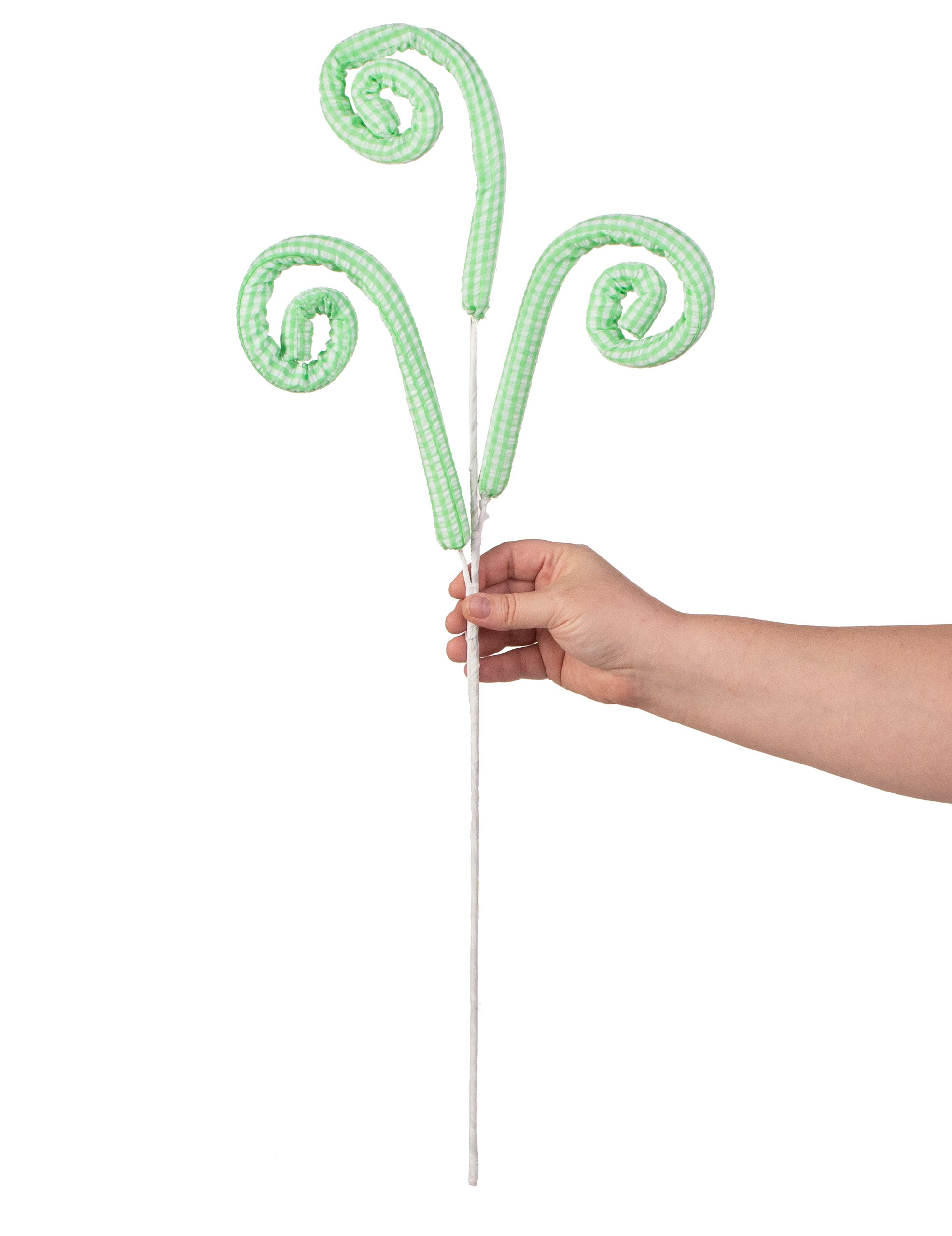 29" Gingham Seersucker Curly Spray: Green detail photo 3