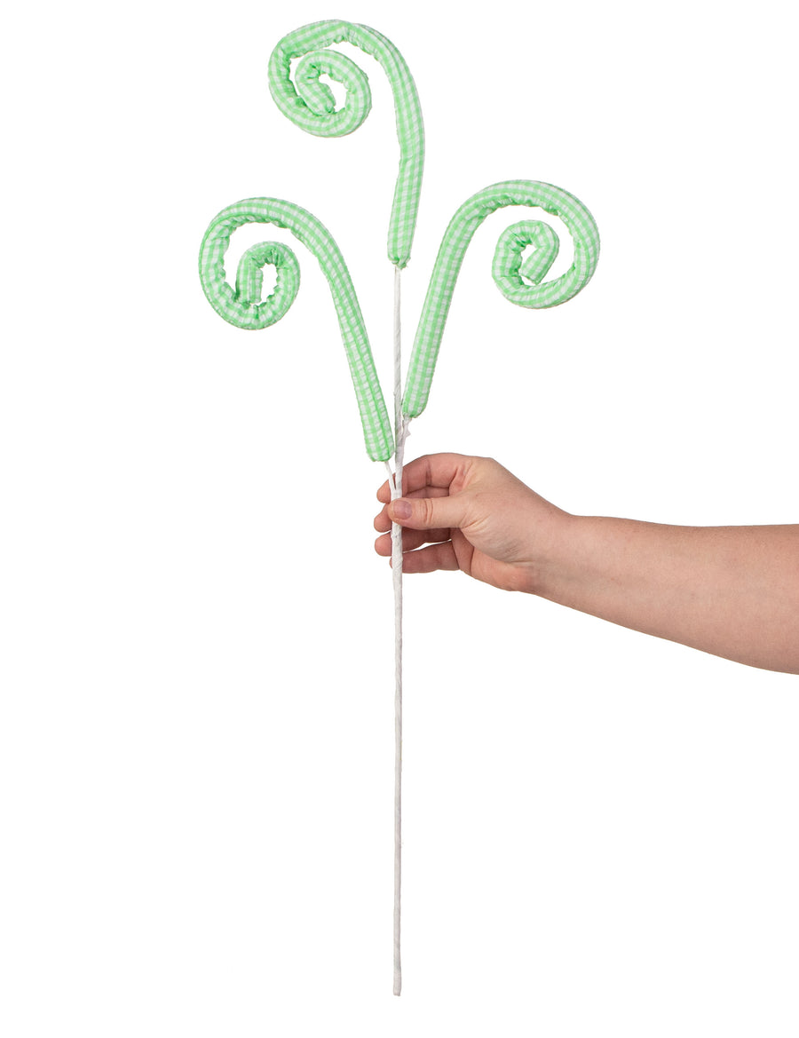 29" Gingham Seersucker Curly Spray: Green detail photo 3