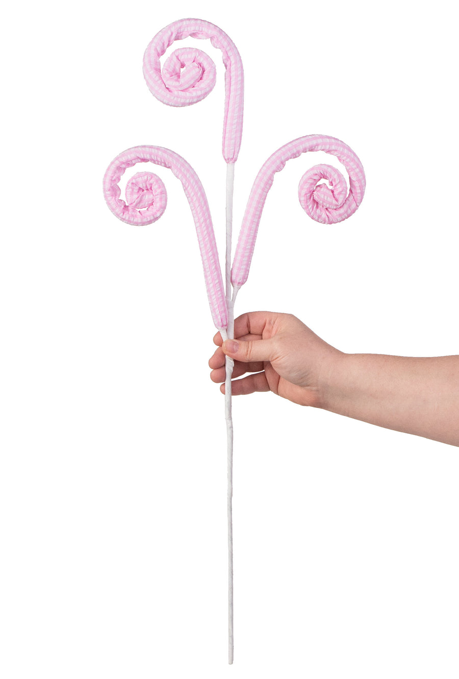 29" Gingham Seersucker Curly Spray: Pink detail photo 3