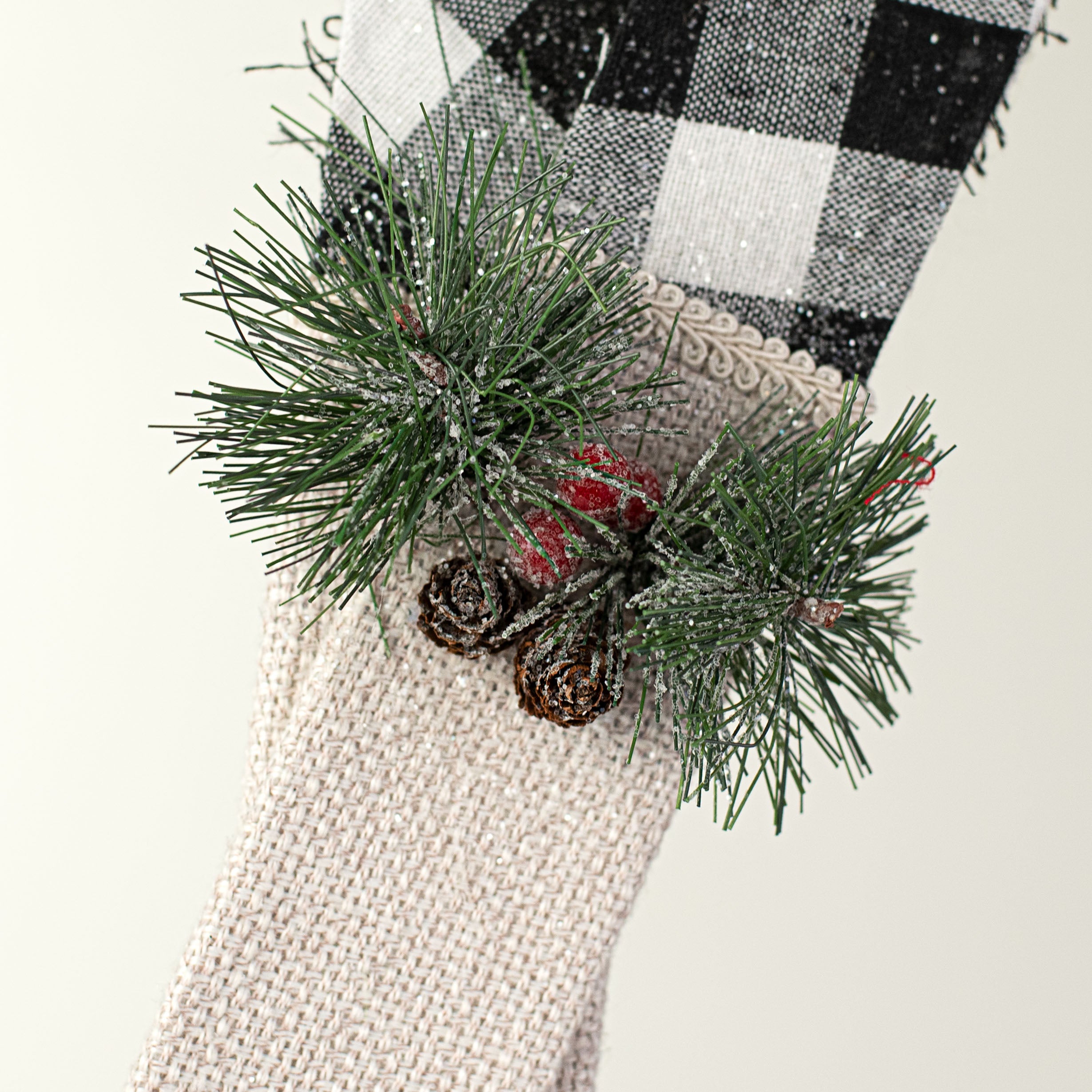 13" Gingham Snow Skis Ornament detail photo 3