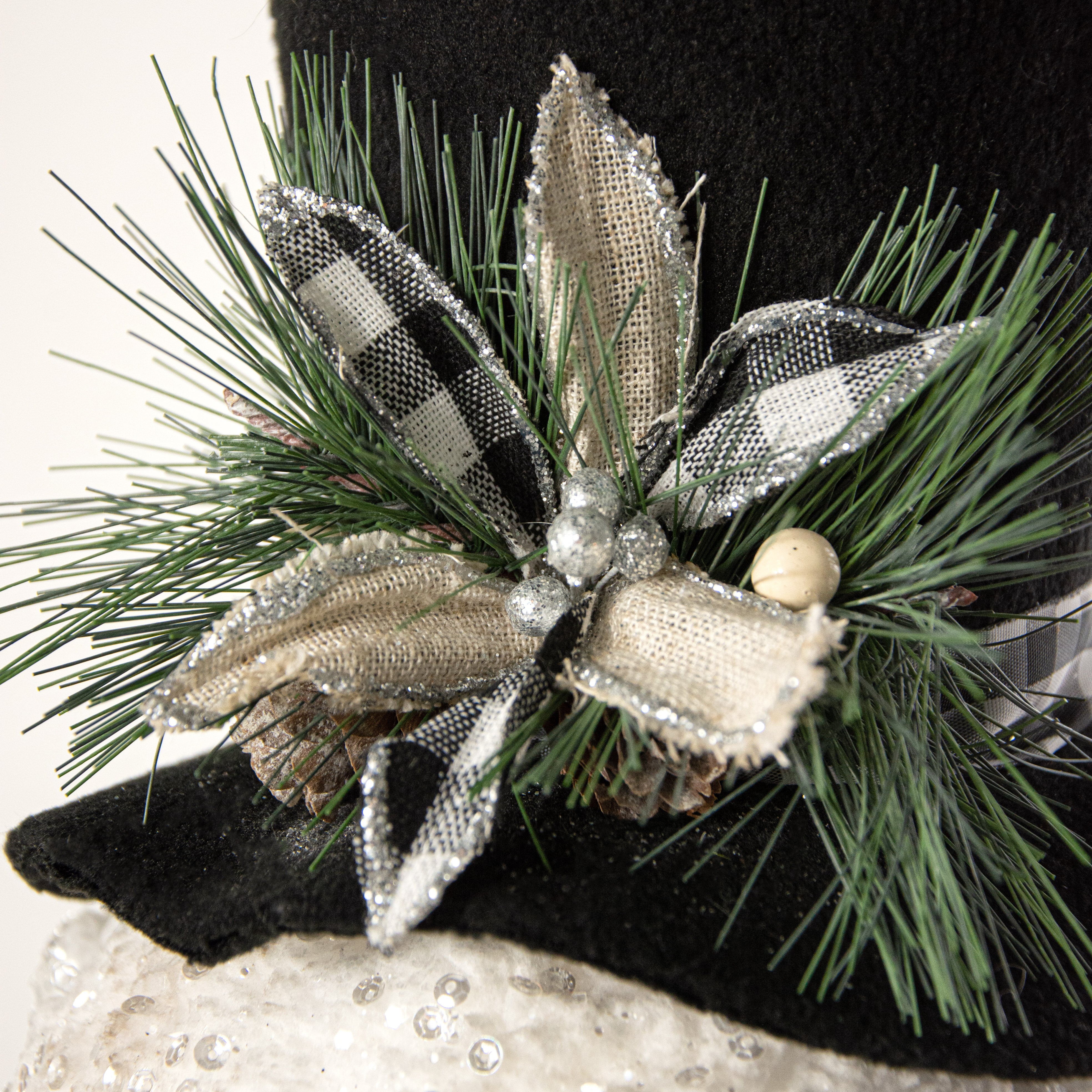 12" Gingham Snowman Head Decoration detail photo 3