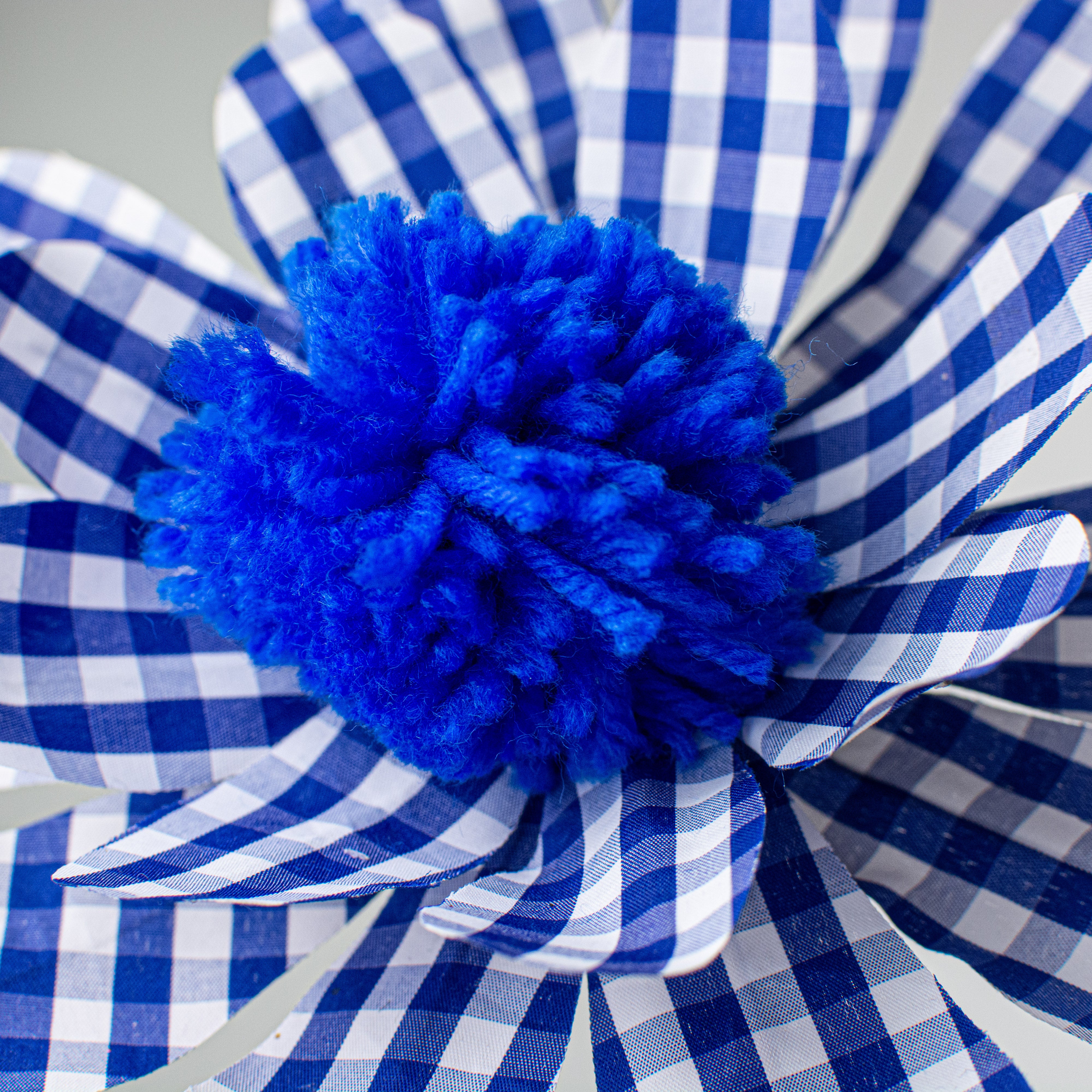 24" Gingham Sunflower Pick: Blue & White Lifestyle Photo