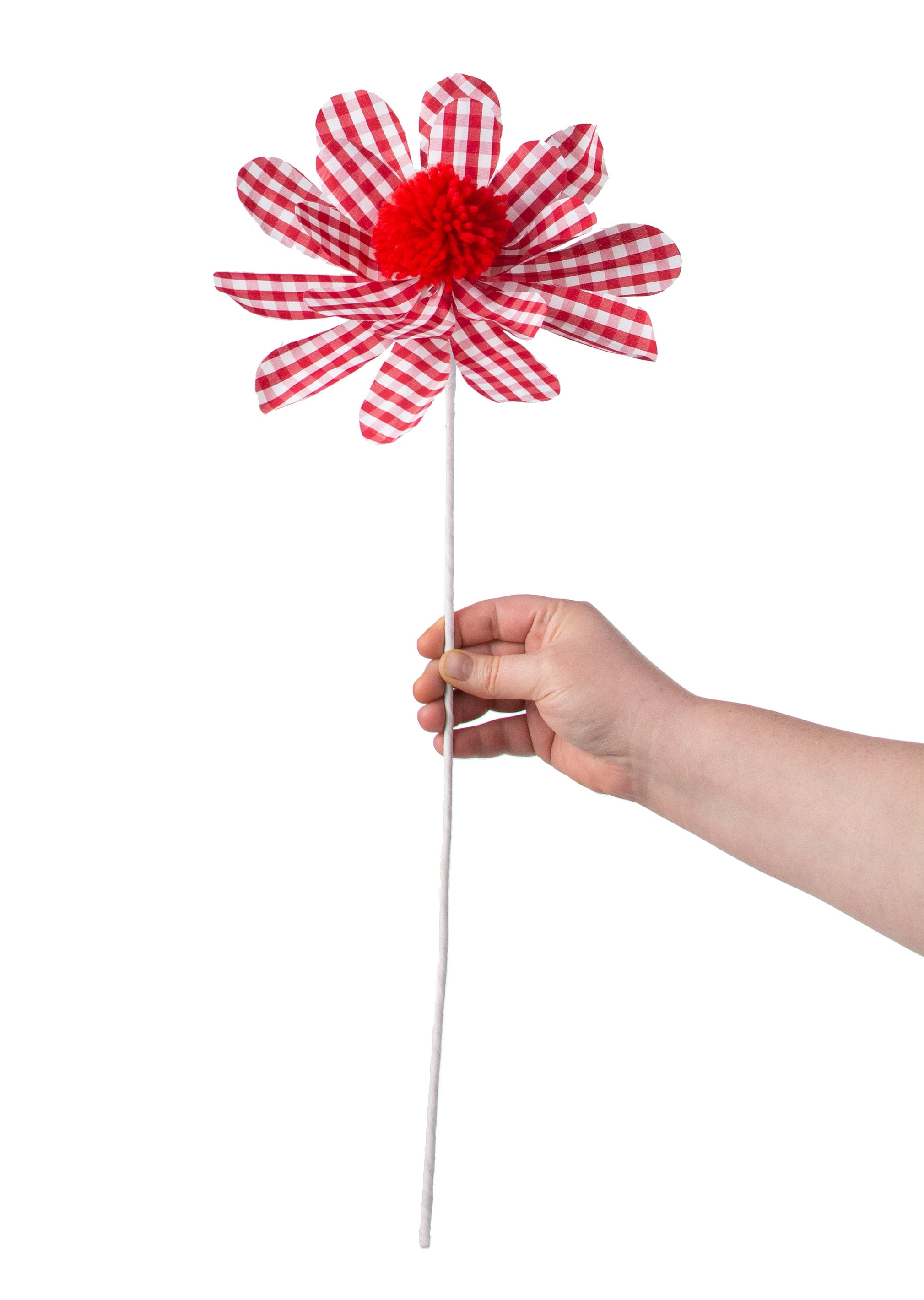 24" Gingham Sunflower Pick: Red & White detail photo 3