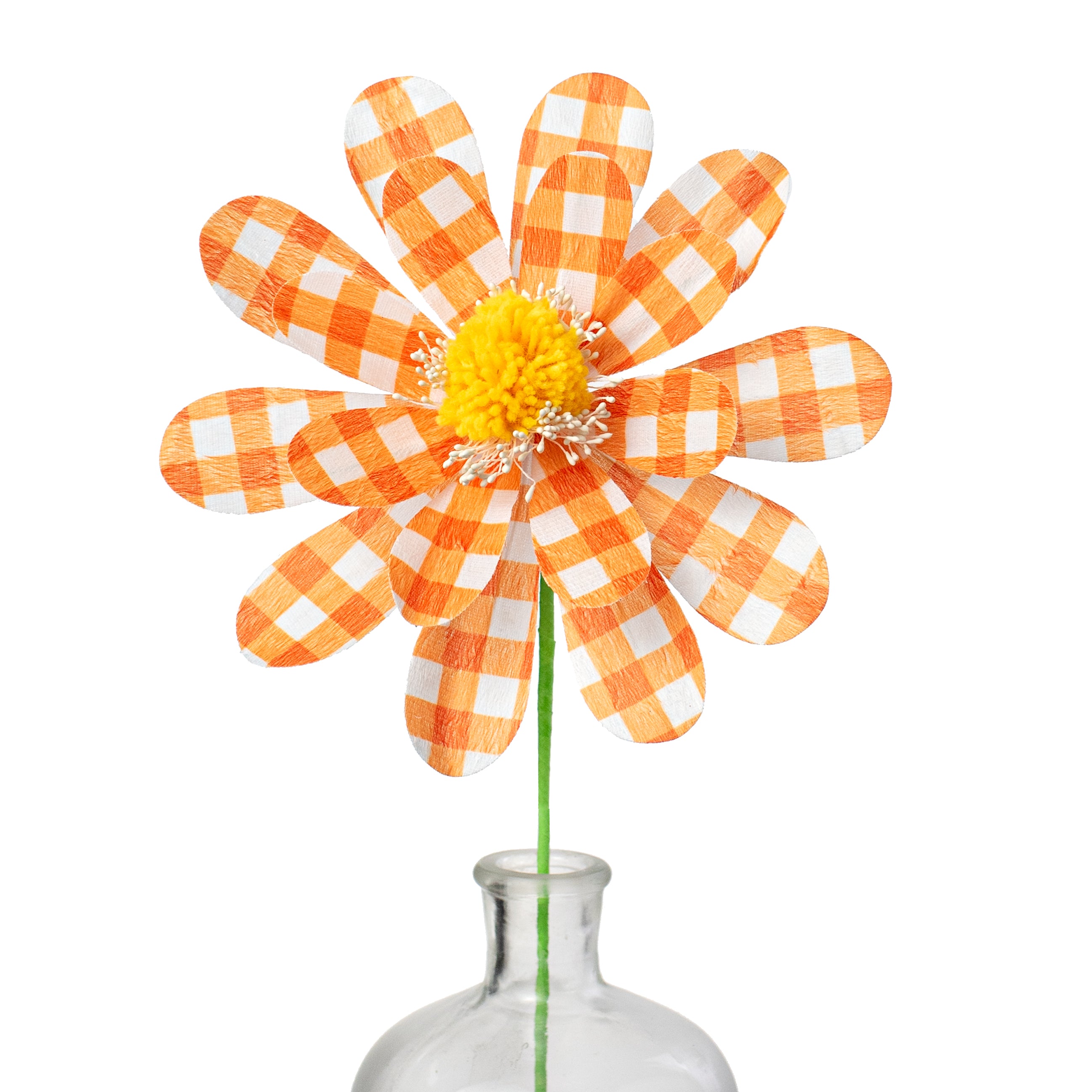 24" Gingham Sunflower Spray: Orange Item Number: 63443OR