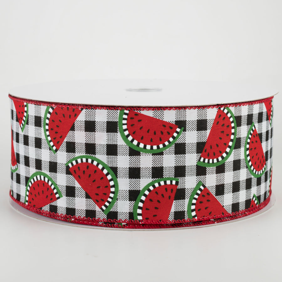2.5" Gingham Watermelon Slices Ribbon (50 Yards) Item Number: 841-40-115
