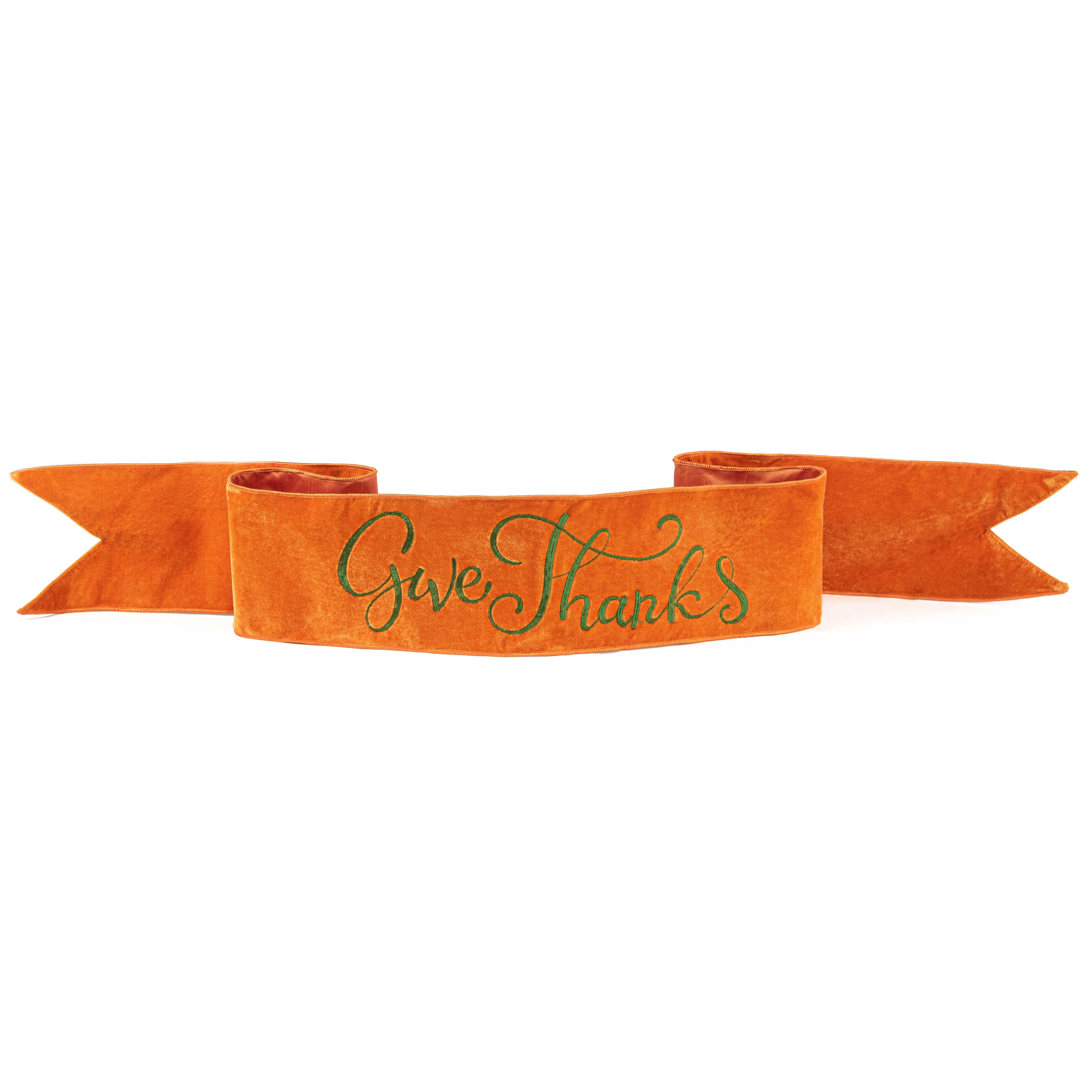[D Stevens] 6" Give Thanks Velvet Banner: Orange Item Number: 18-3879
