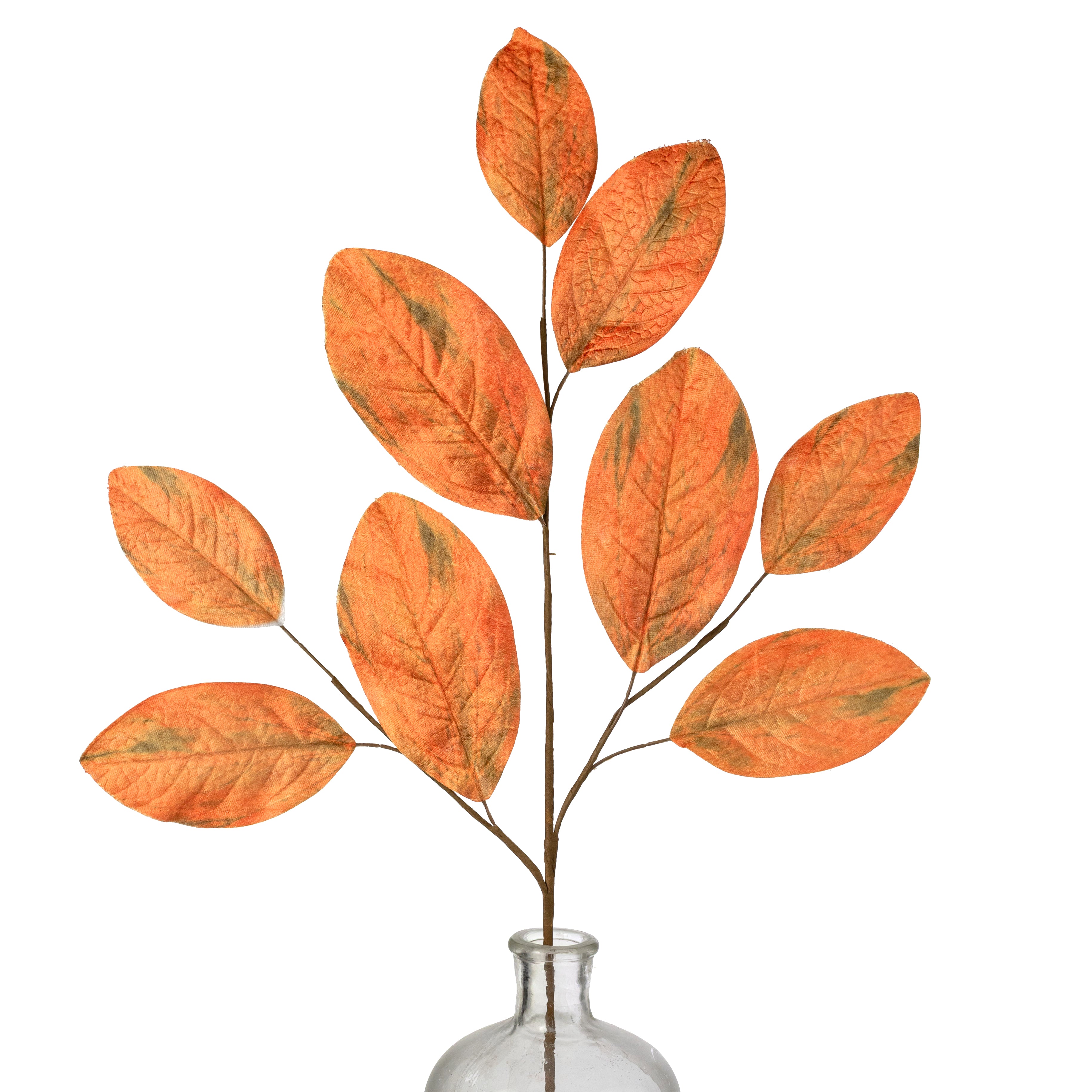 32" Magnolia Leaves Spray: Orange