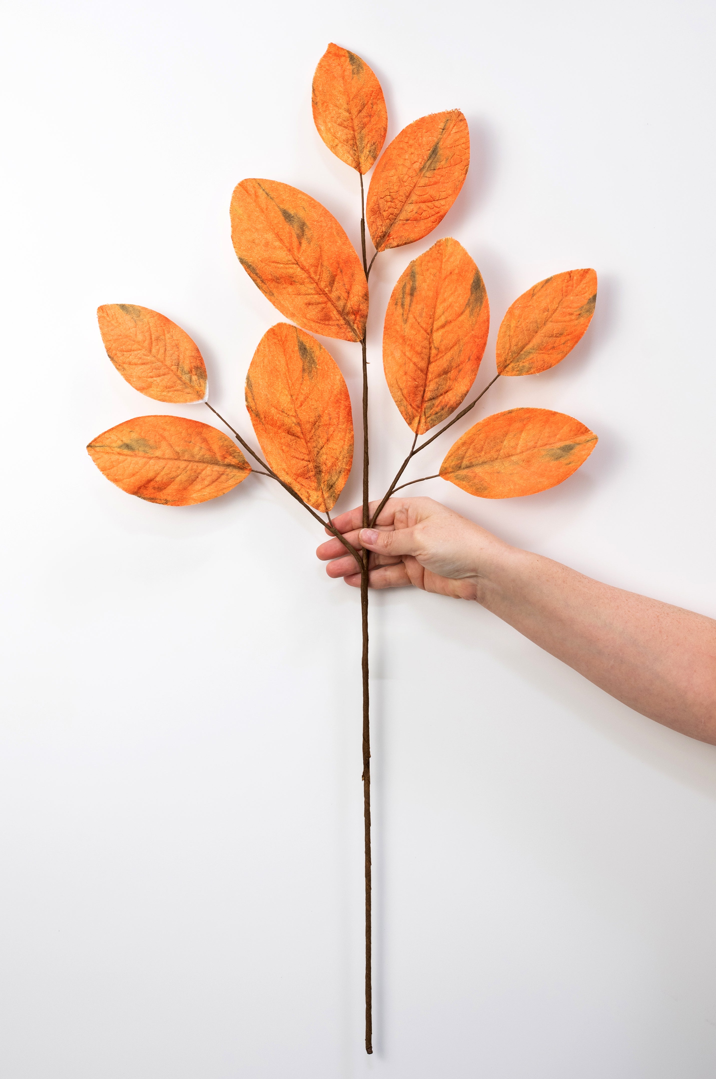 32" Magnolia Leaves Spray: Orange