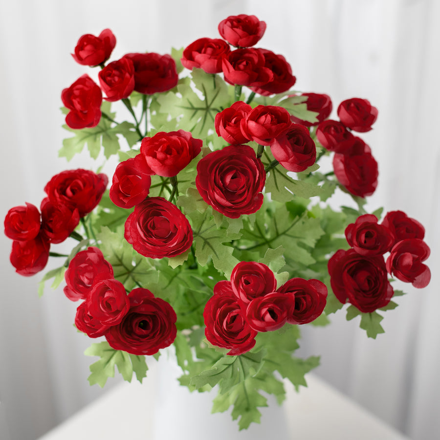 16" Mini Ranunculus Bush: Red (9 Stem)