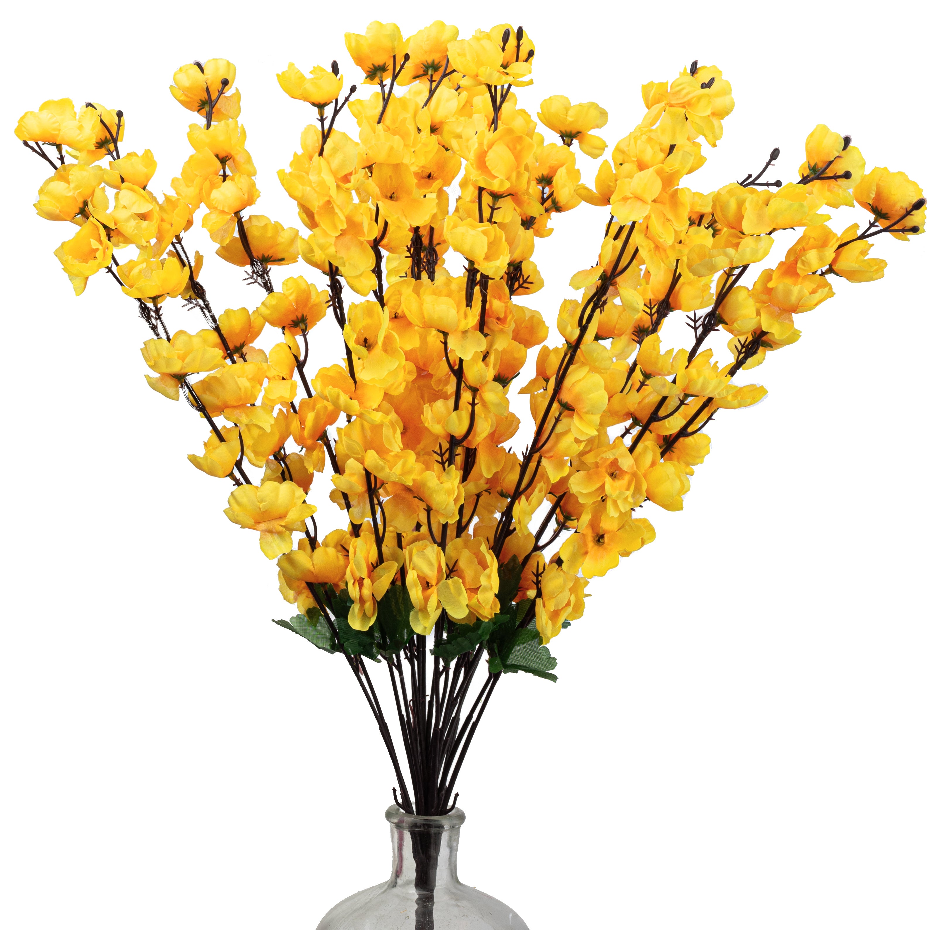 25" Cherry Blossom Bush: Golden Yellow (18 Stem)