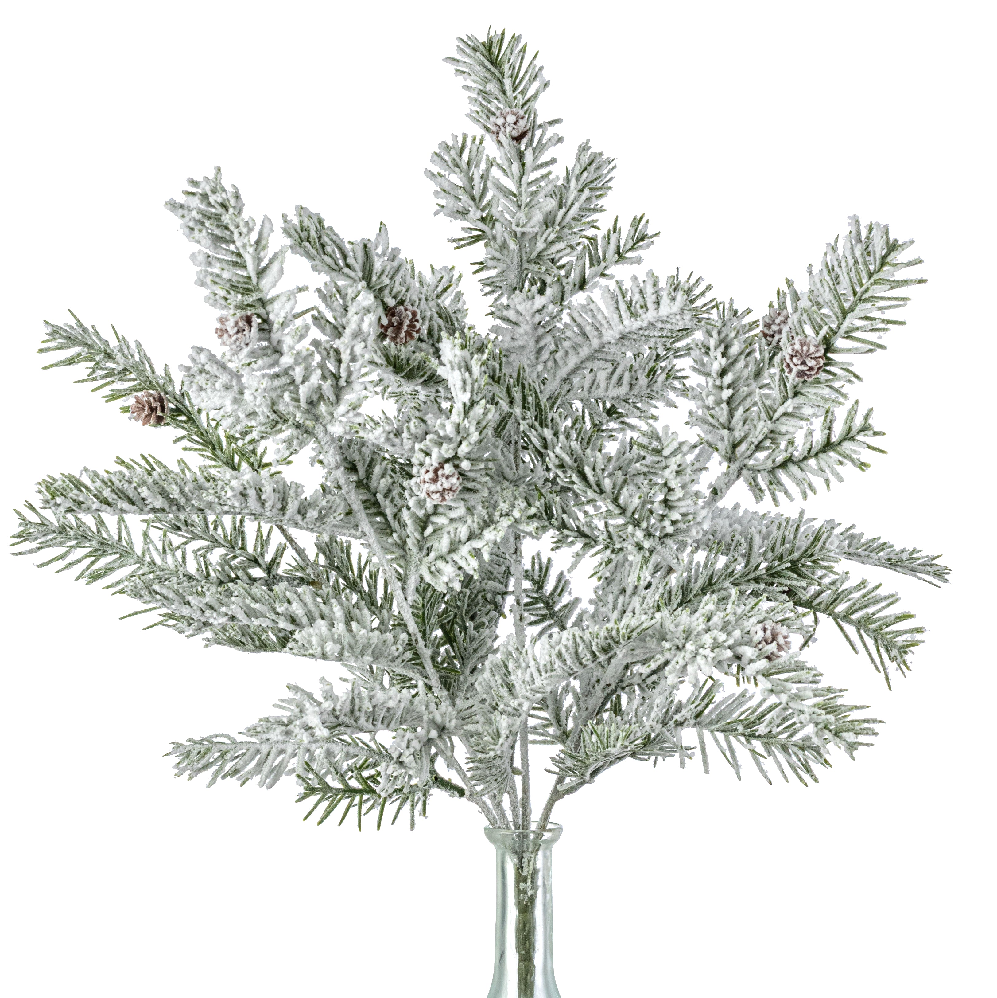 20" Flocked Douglas Fir Pine Bush
