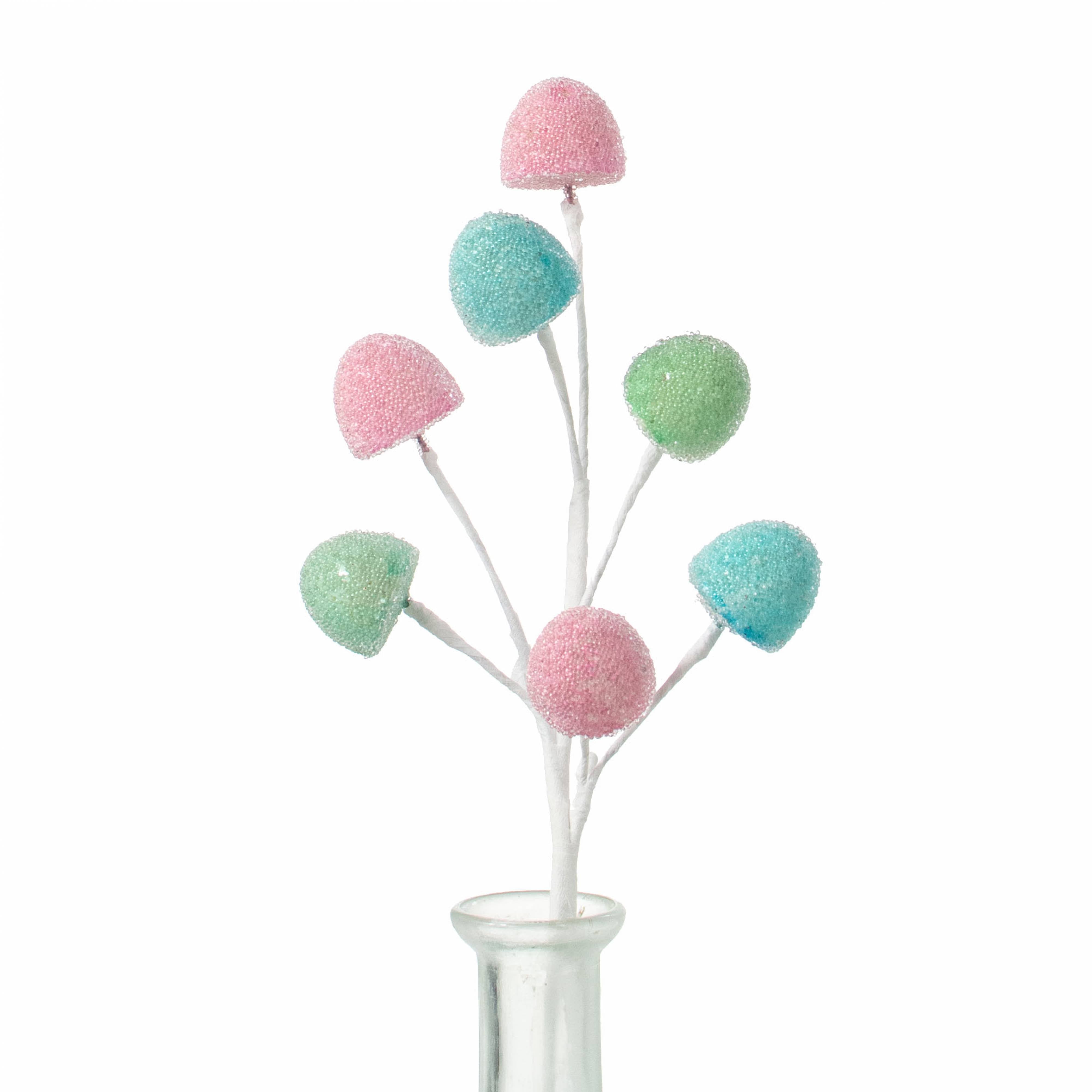 11" Glass Bead Gumdrops Pick: Pink, Blue & Mint Green Item Number: MN0370F9