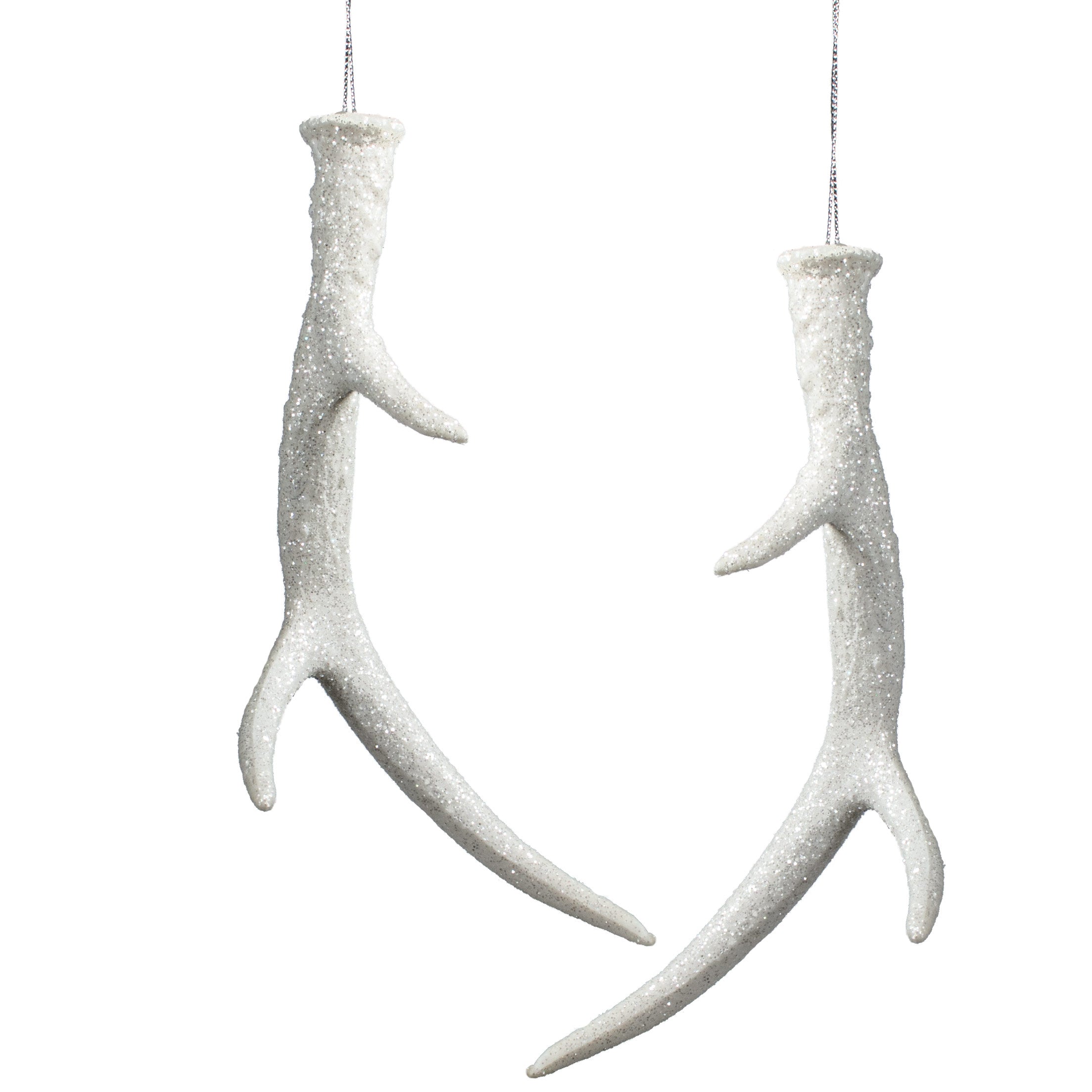 8.5" Glitter Antler Ornament: White (Set of 2) Item Number: XY798227