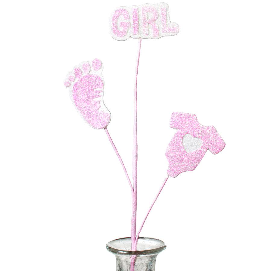 25" Glitter Baby Girl Onesie Spray: Pink Item Number: MN0059