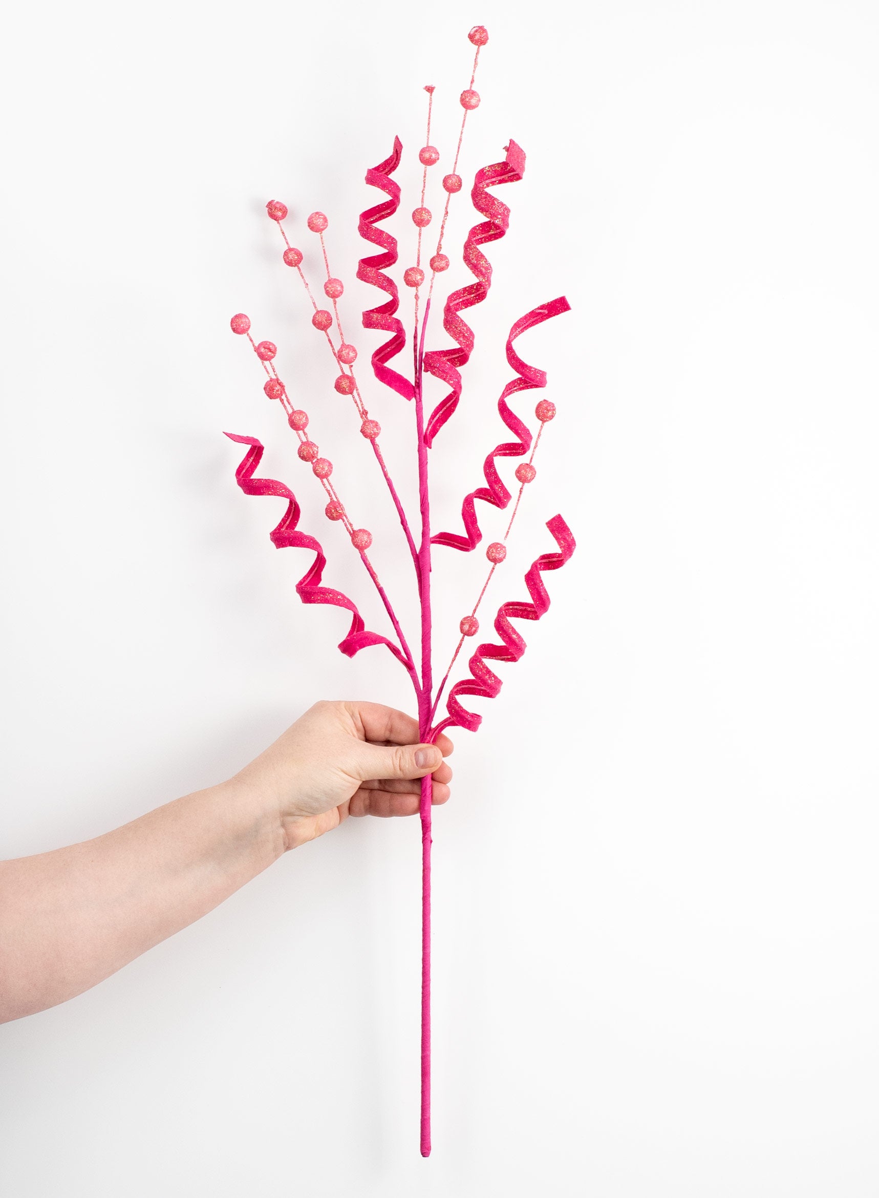 29" Glitter Ball Curly Spray: Fuchsia Pink detail photo 3
