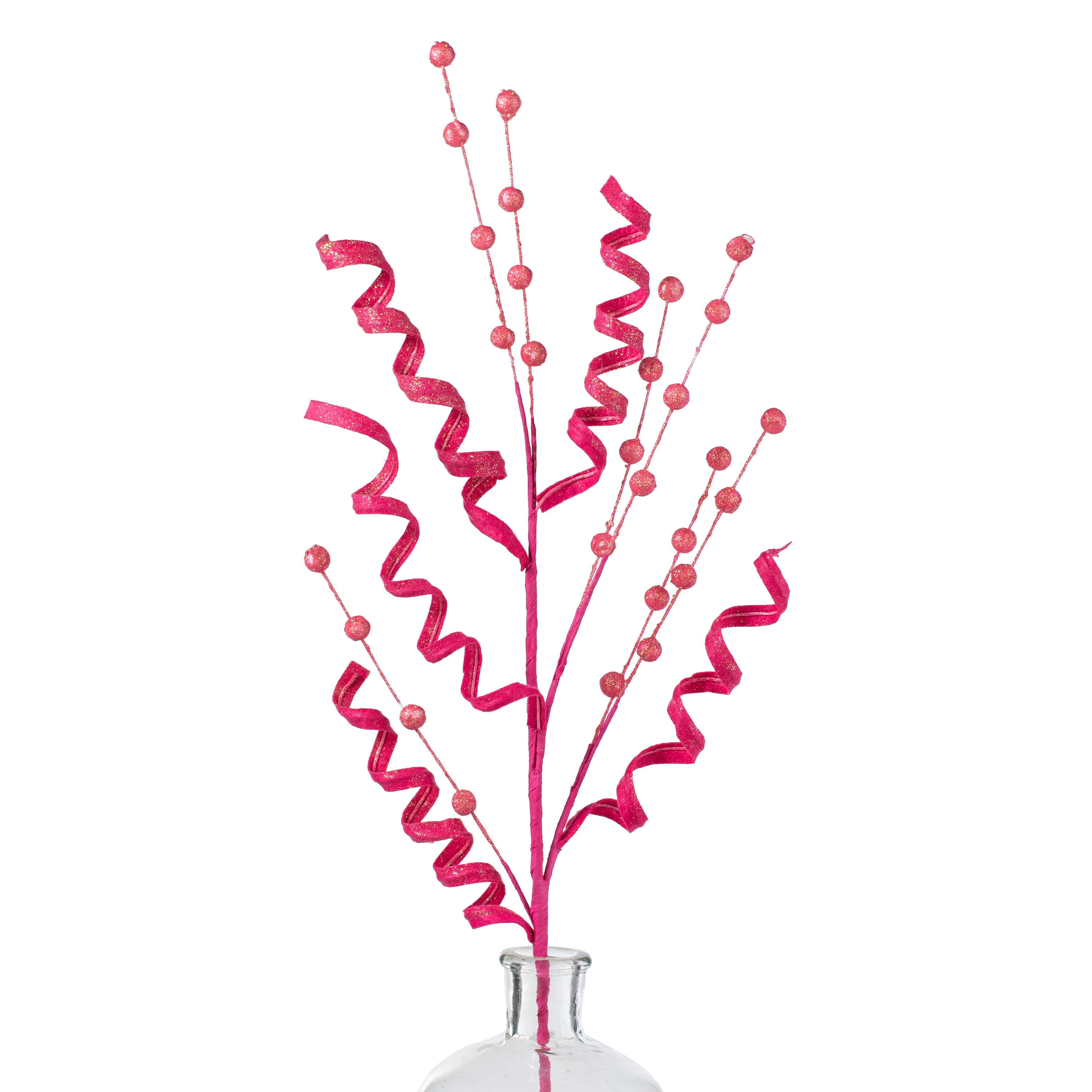 29" Glitter Ball Curly Spray: Fuchsia Pink Item Number: 63402BT