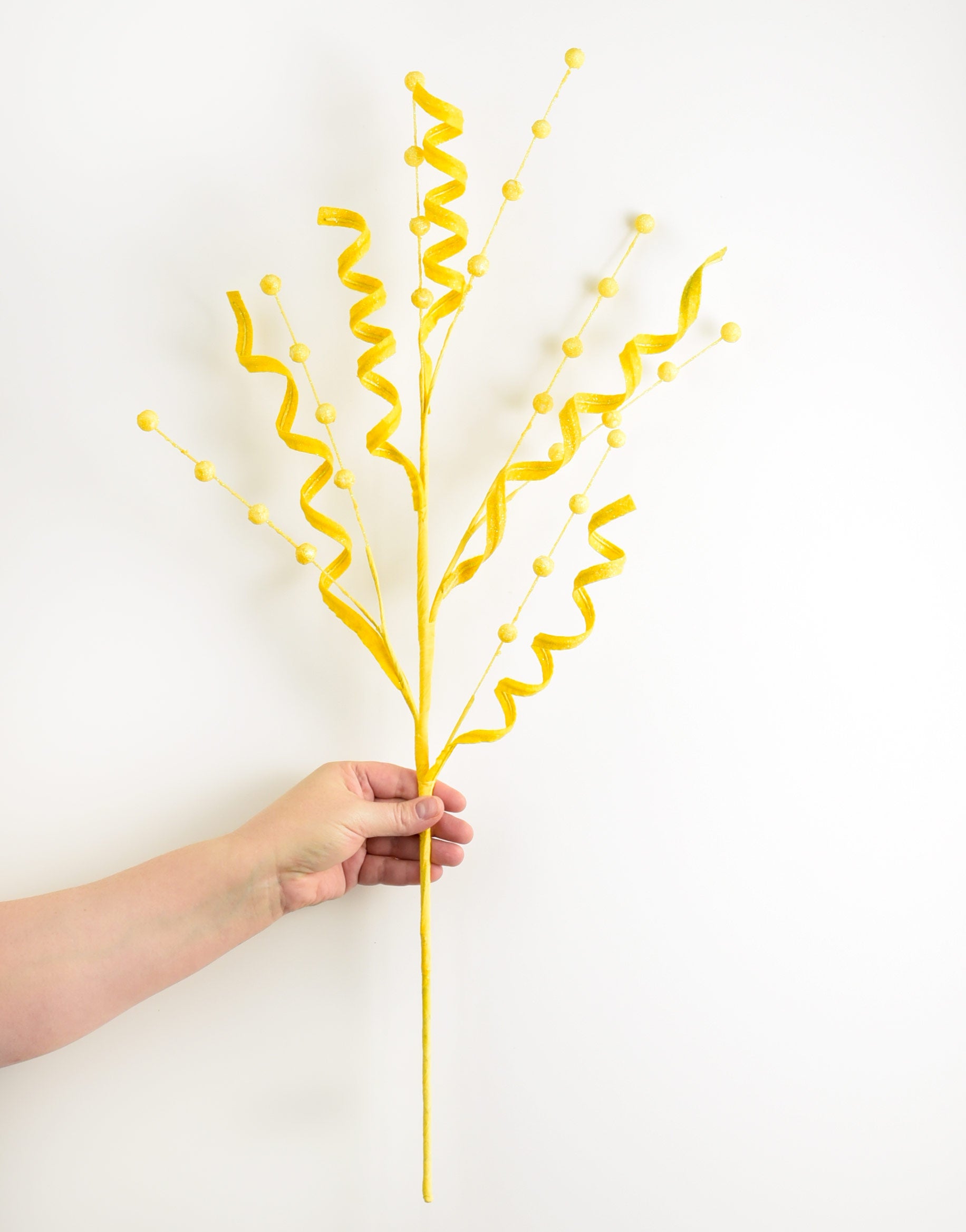 29" Glitter Ball Curly Spray: Yellow detail photo 3