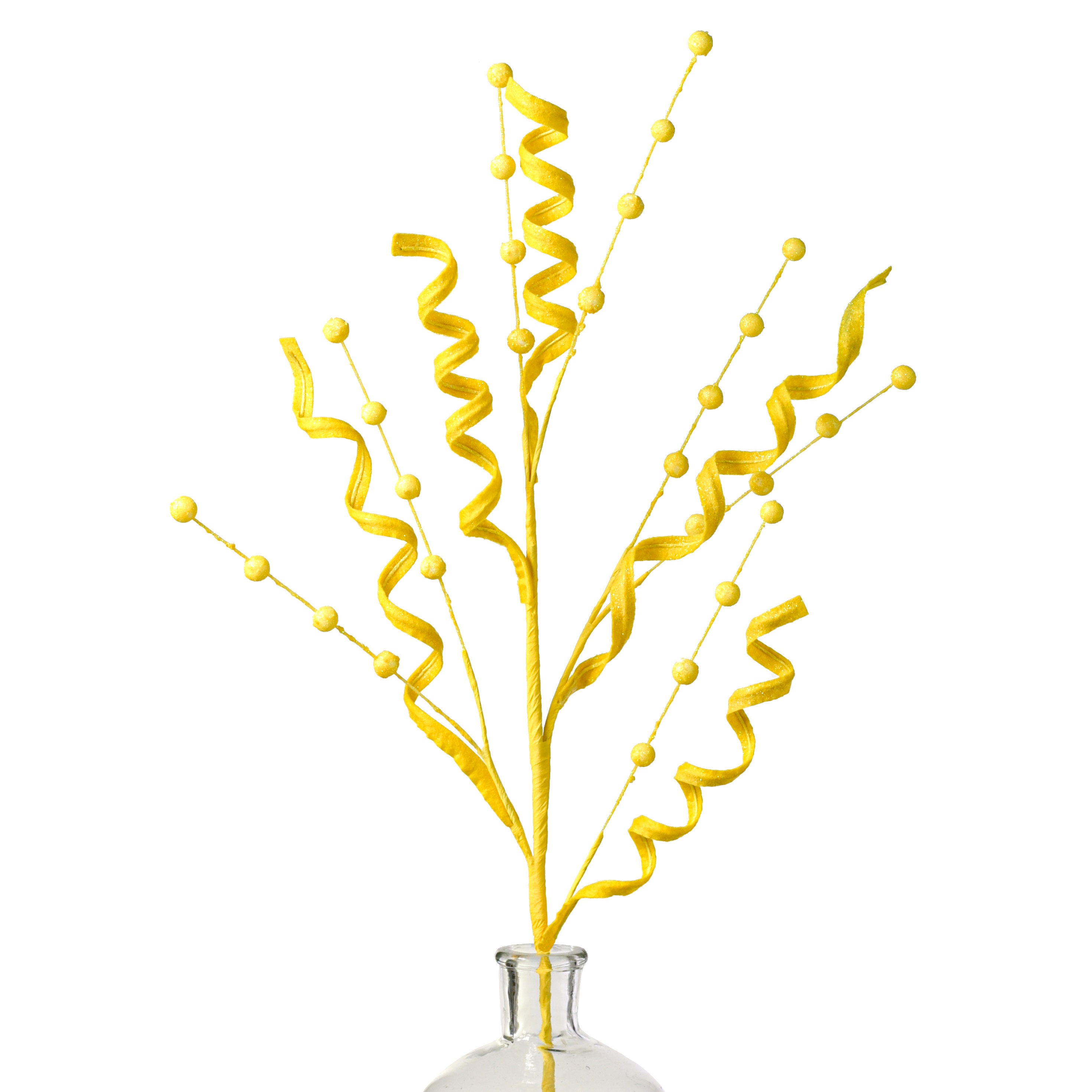 29" Glitter Ball Curly Spray: Yellow Item Number: 63402YW