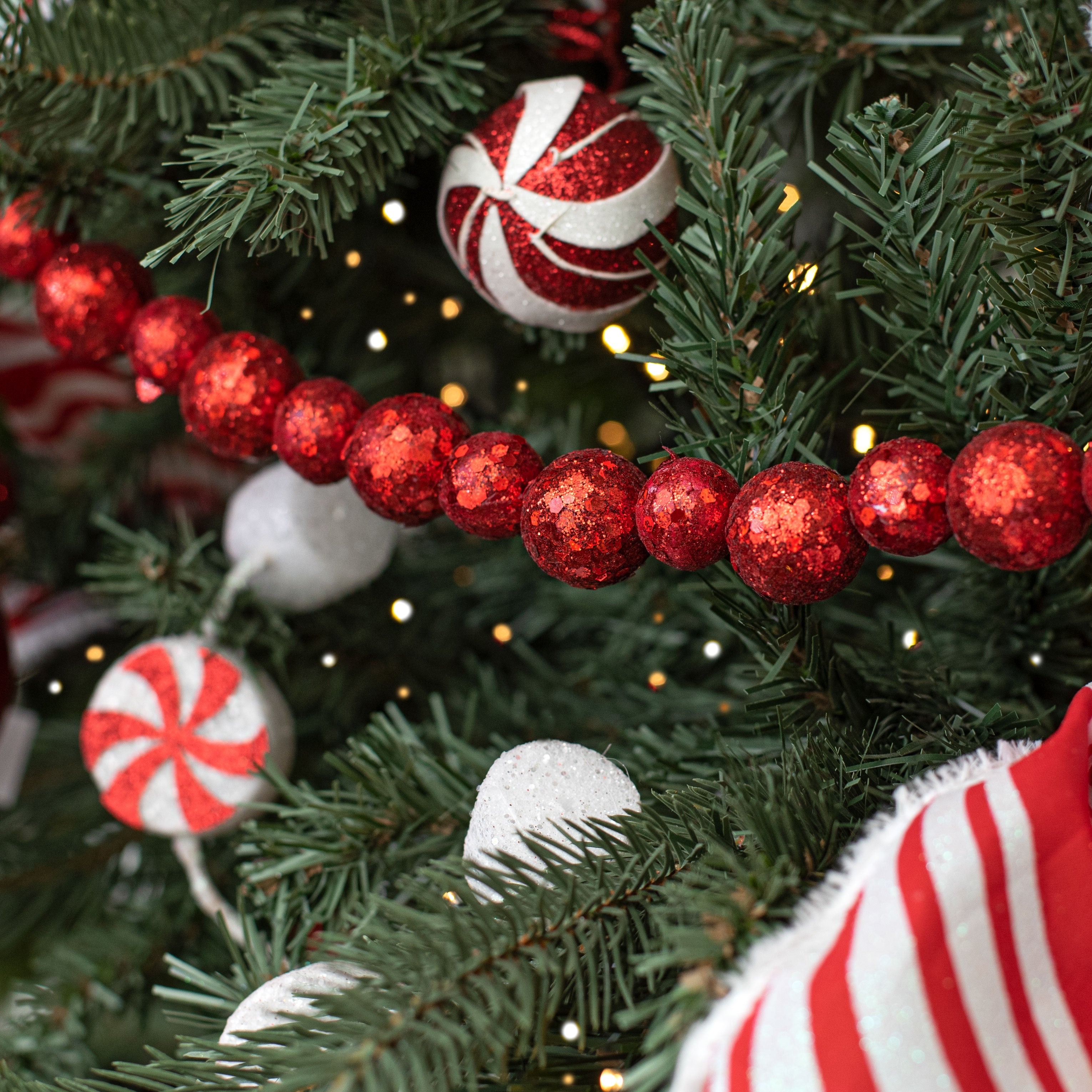 6' Glitter Ball Garland: Red Lifestyle Photo