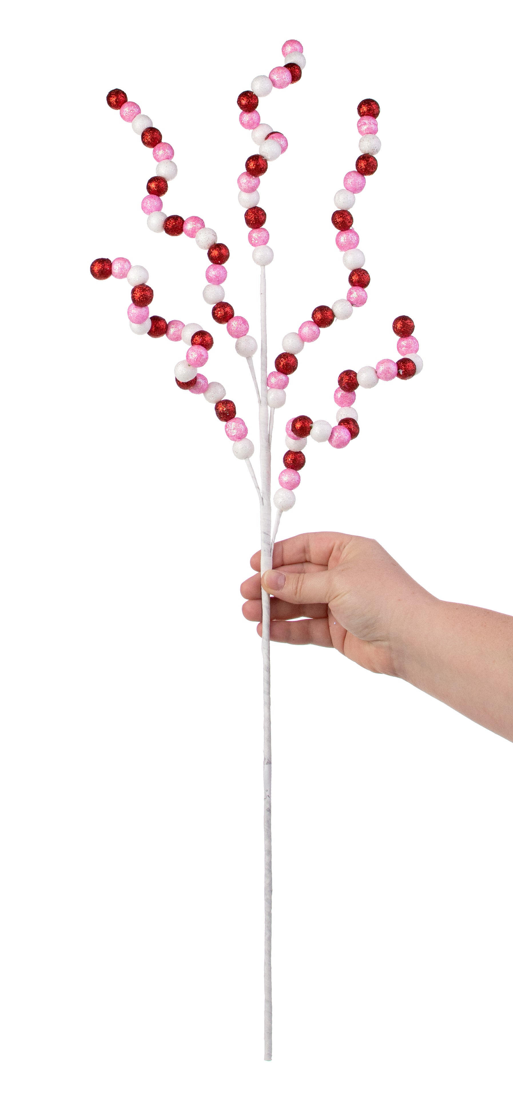 32" Glitter Ball Spike Spray: Red, Pink, White detail photo 3