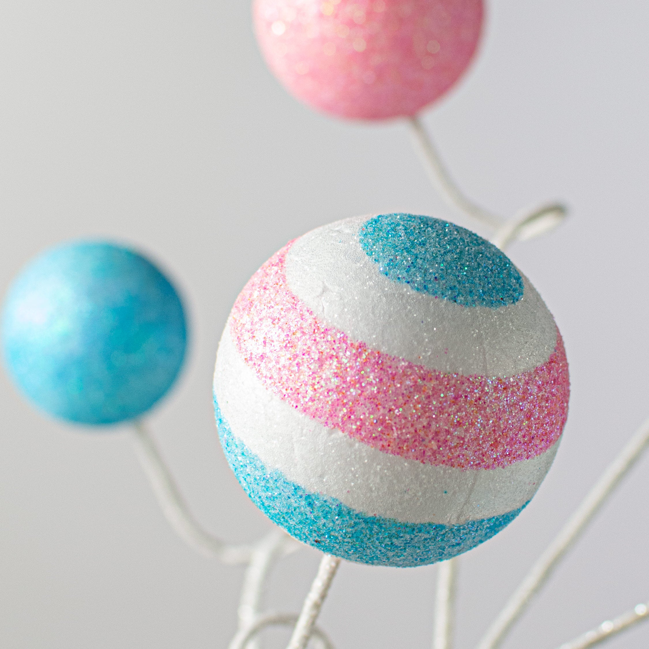 18" Glitter Ball Spray: Pink & Turquoise Lifestyle Photo