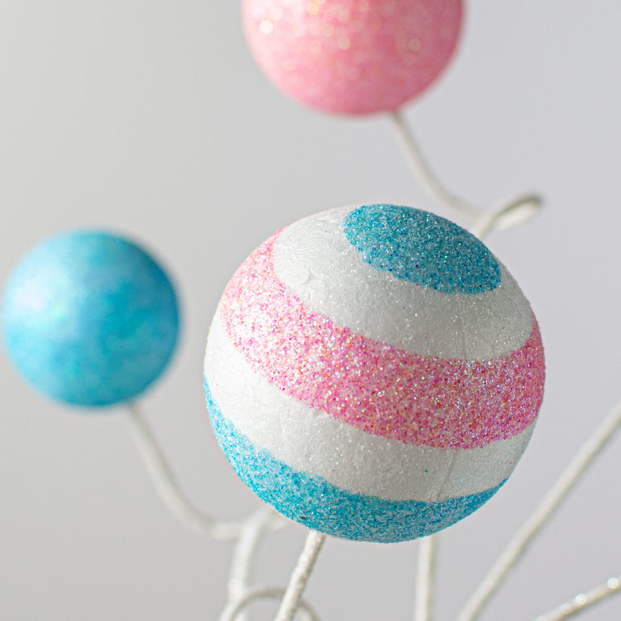 18" Glitter Ball Spray: Pink & Turquoise Lifestyle Photo