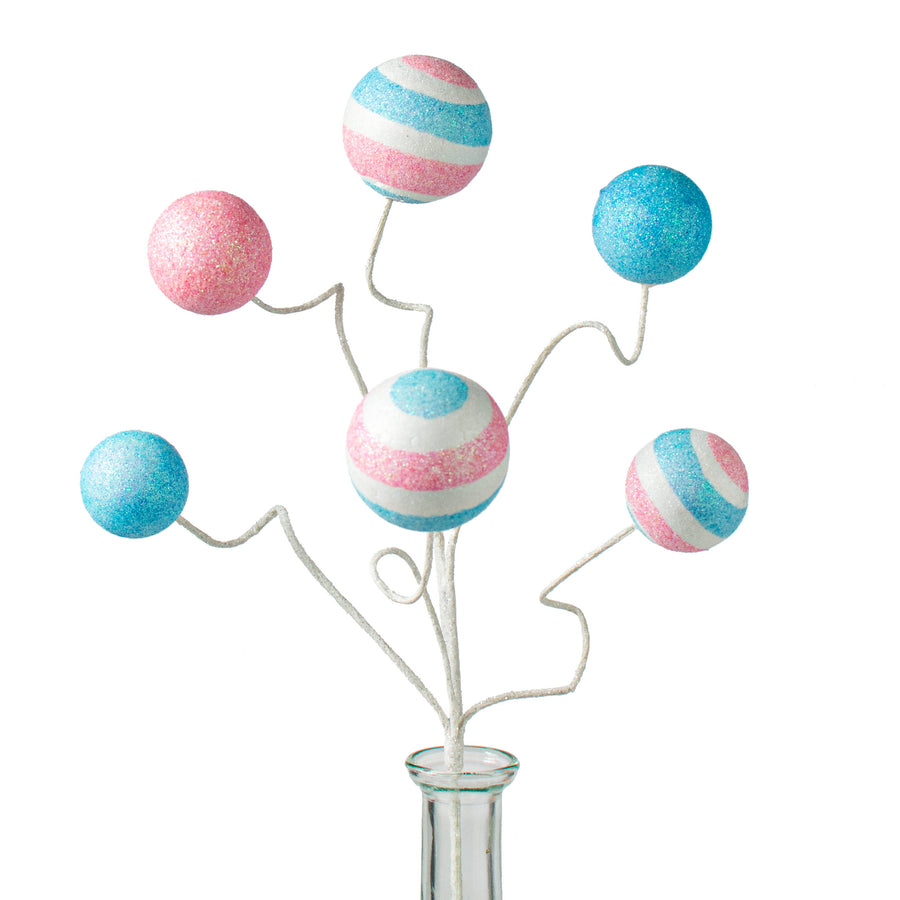 18" Glitter Ball Spray: Pink & Turquoise Item Number: MN0282EW