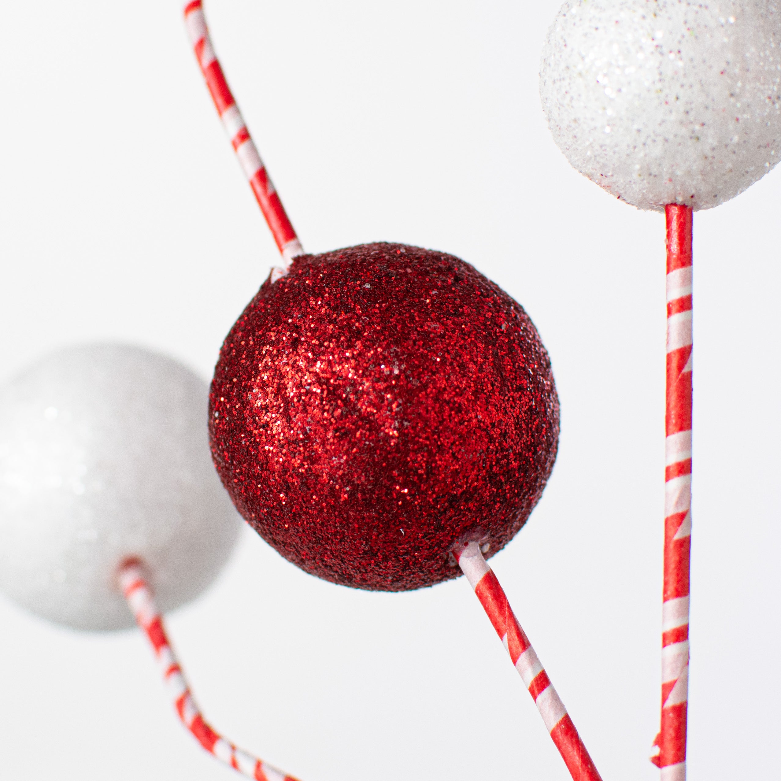 31" Glitter Ball Spray: Red & White Lifestyle Photo